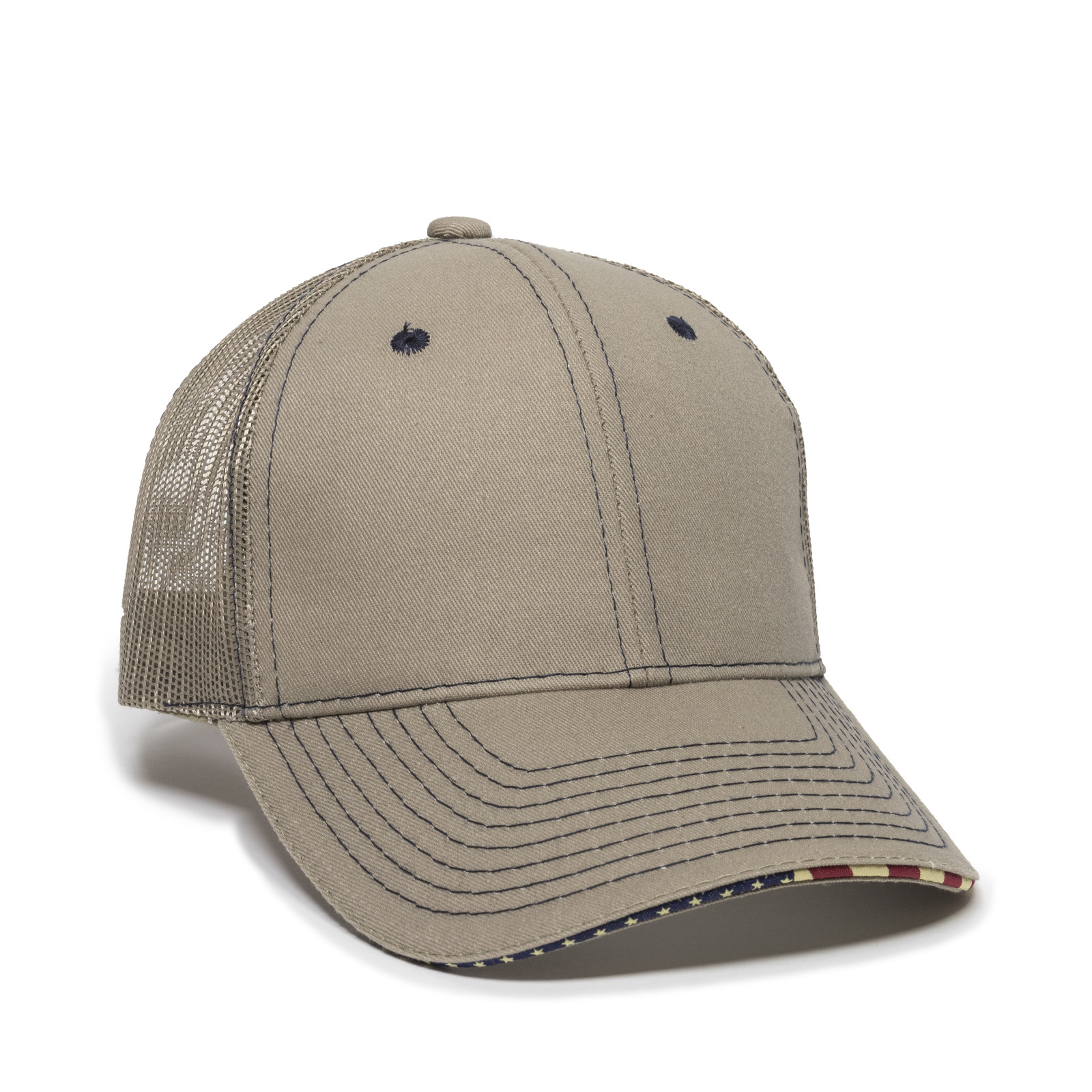 Twill Mesh Back Cap w/Flag Sandwich Visor 4