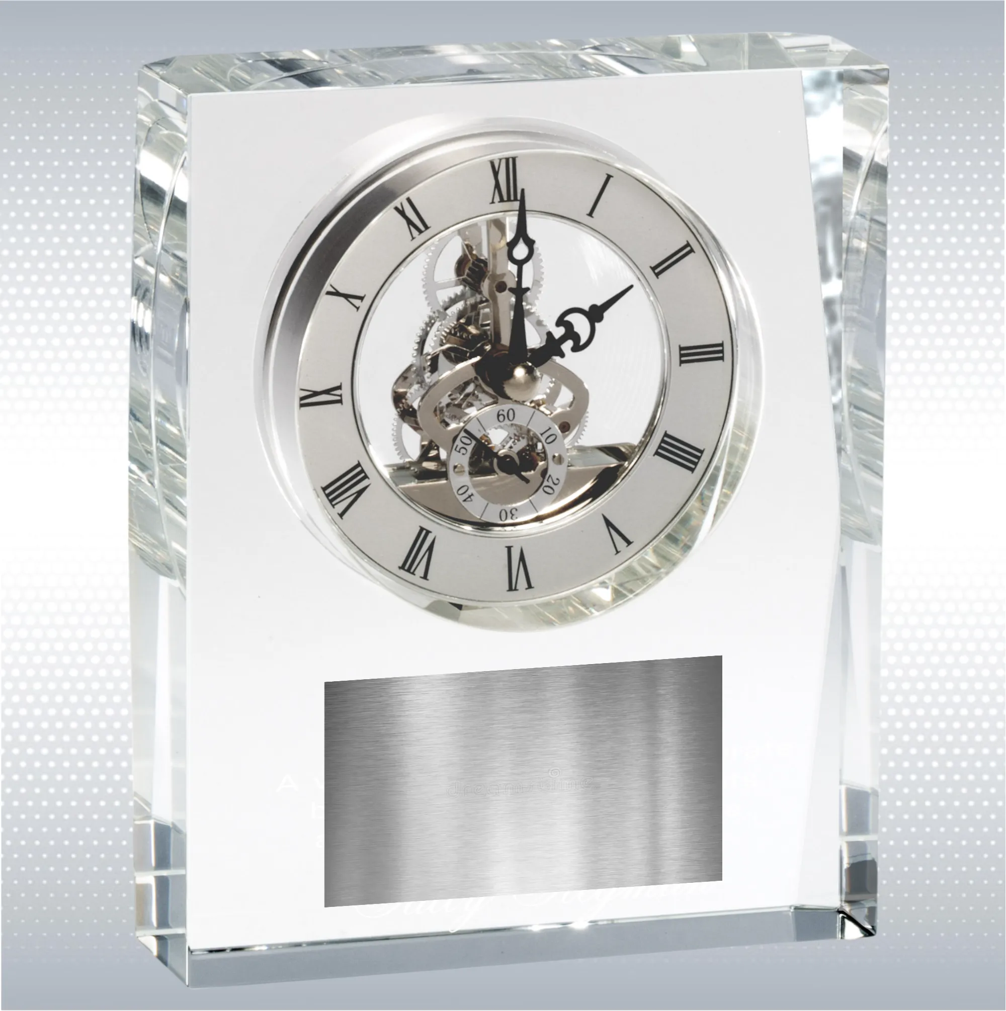 5.75" Rectangular Crystal Desk Clock Award 2