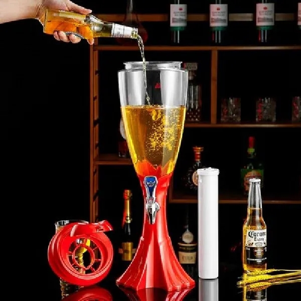 3L Beverage Tower Beer Dispenser With Ice Tube And Spigot 3
