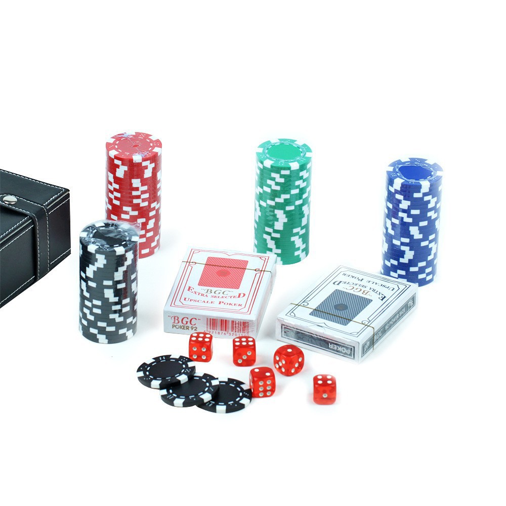 Leatheeete Poker Setincudes 100 Commercial GeadeChips, 2 [lecks of Cands & 5 Dice 4