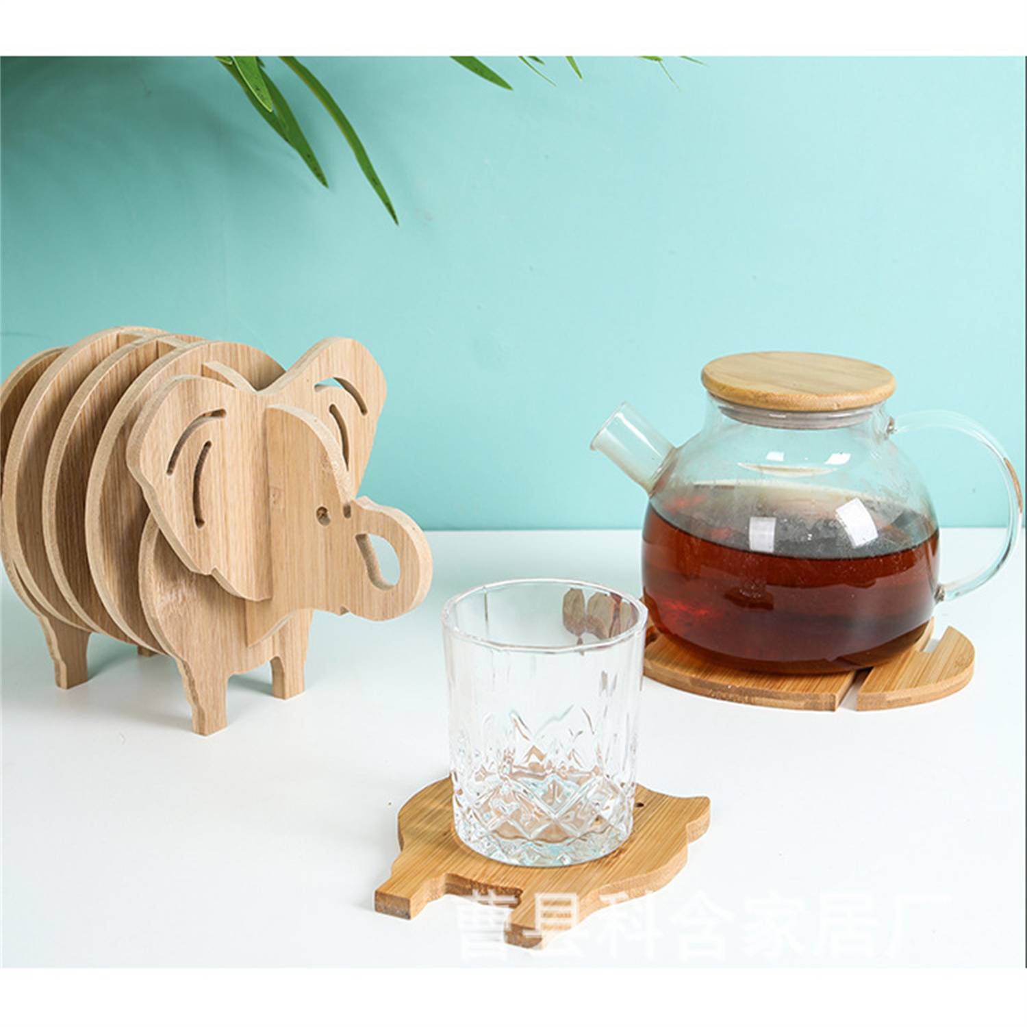 Elephant Shaped Bamboo Coaster and Table Top Decoration 3