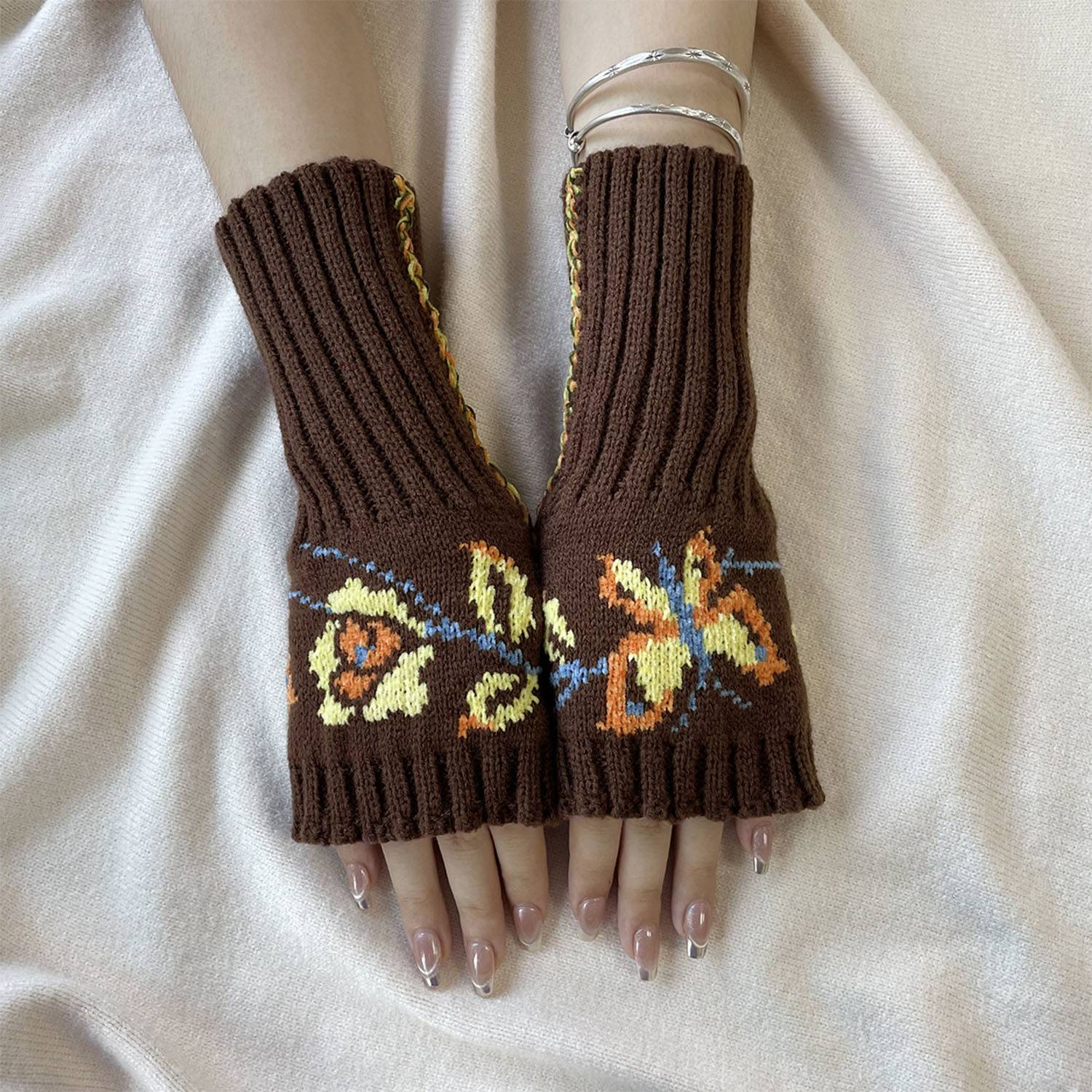 Reversible butterfly fingerless gloves 3