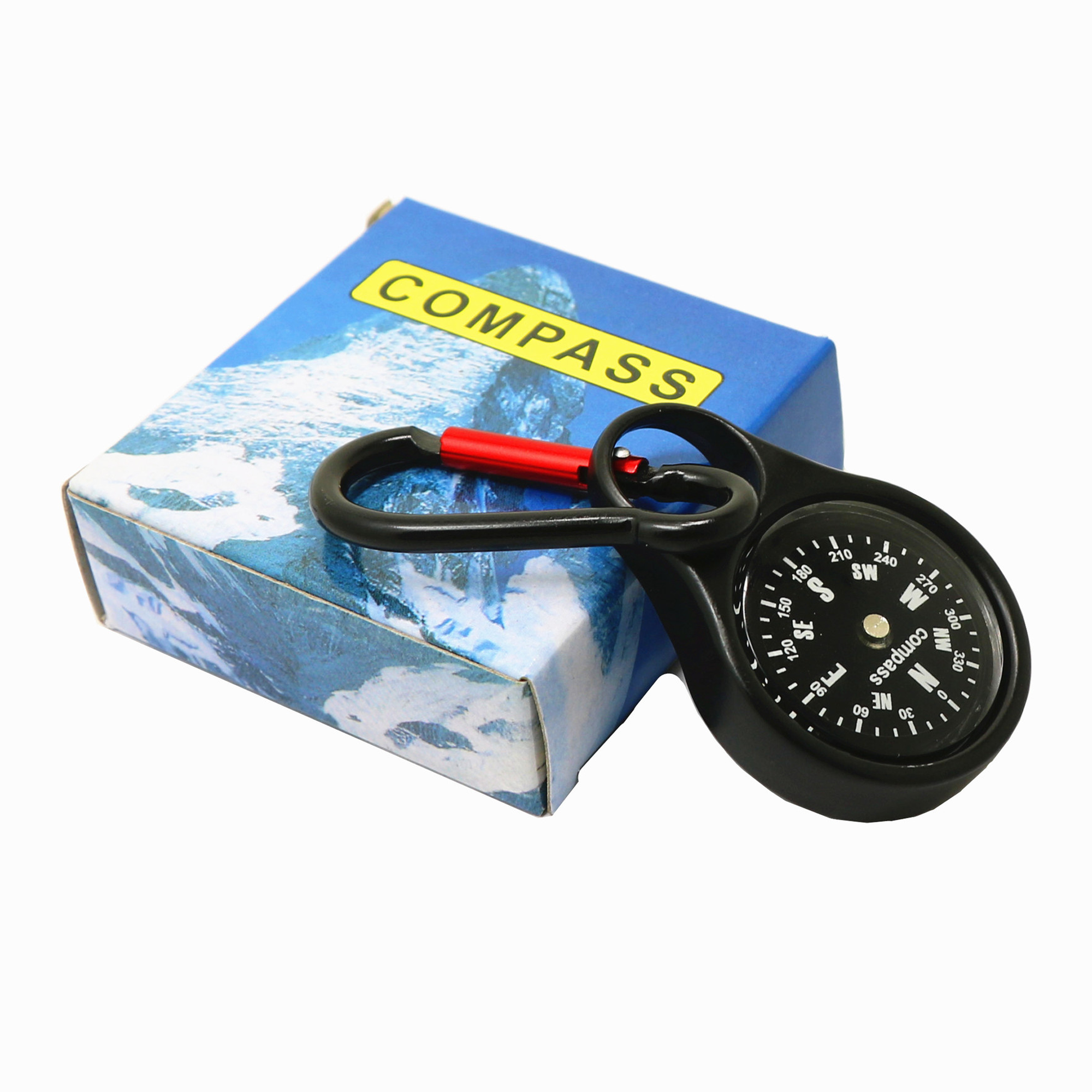 Compass Round Metal Carabiner Keychain 1