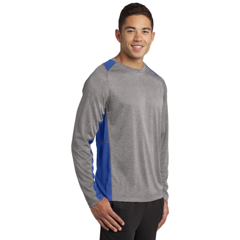 Sport-Tek Long Sleeve Heather Colorblock Contender Tee. 61