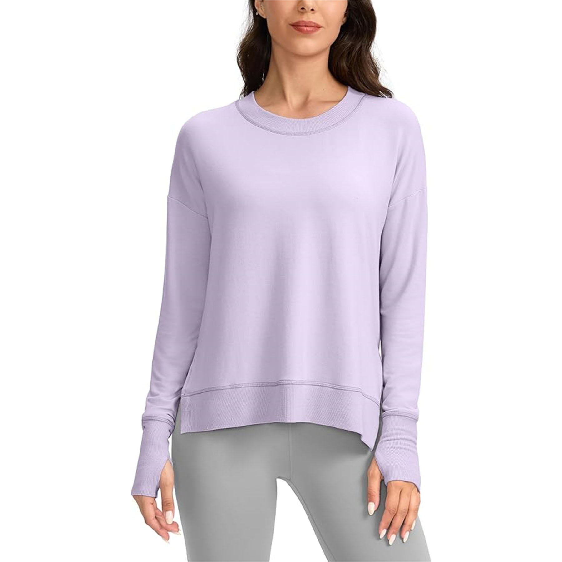 Womens' Side Slit Thumb Holes Yoga Shirt 2