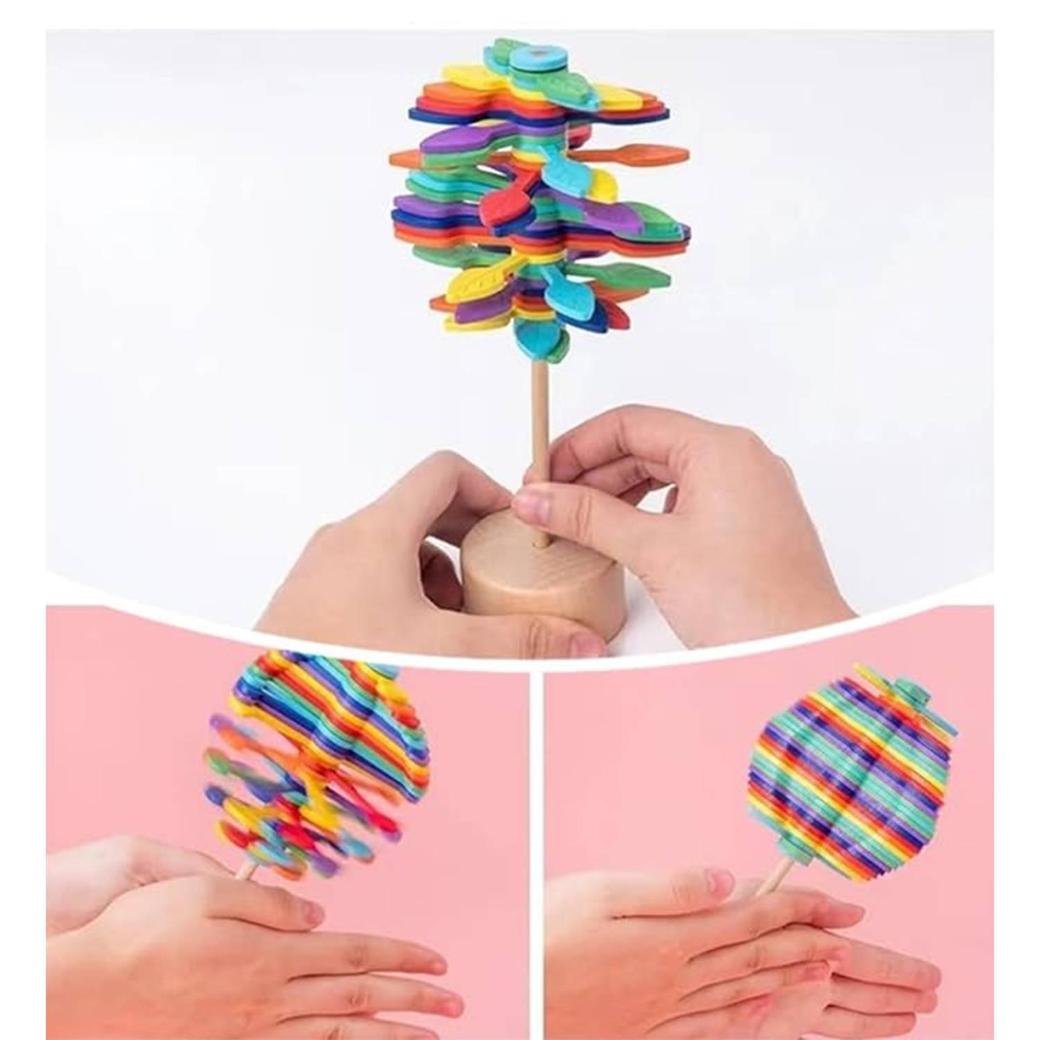 Wooden Spinning Lollipop Stress Relief Toy 3