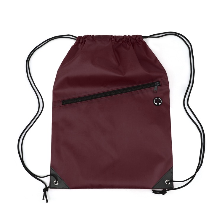 Drawstring Backpack with Front Zipper Pocket 19