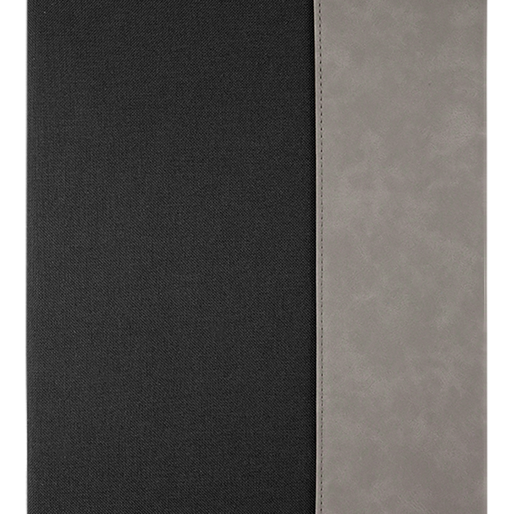 9 1/2" x 12" Gray Leatherette / Black Canvas Portfolio w / Notepad 6