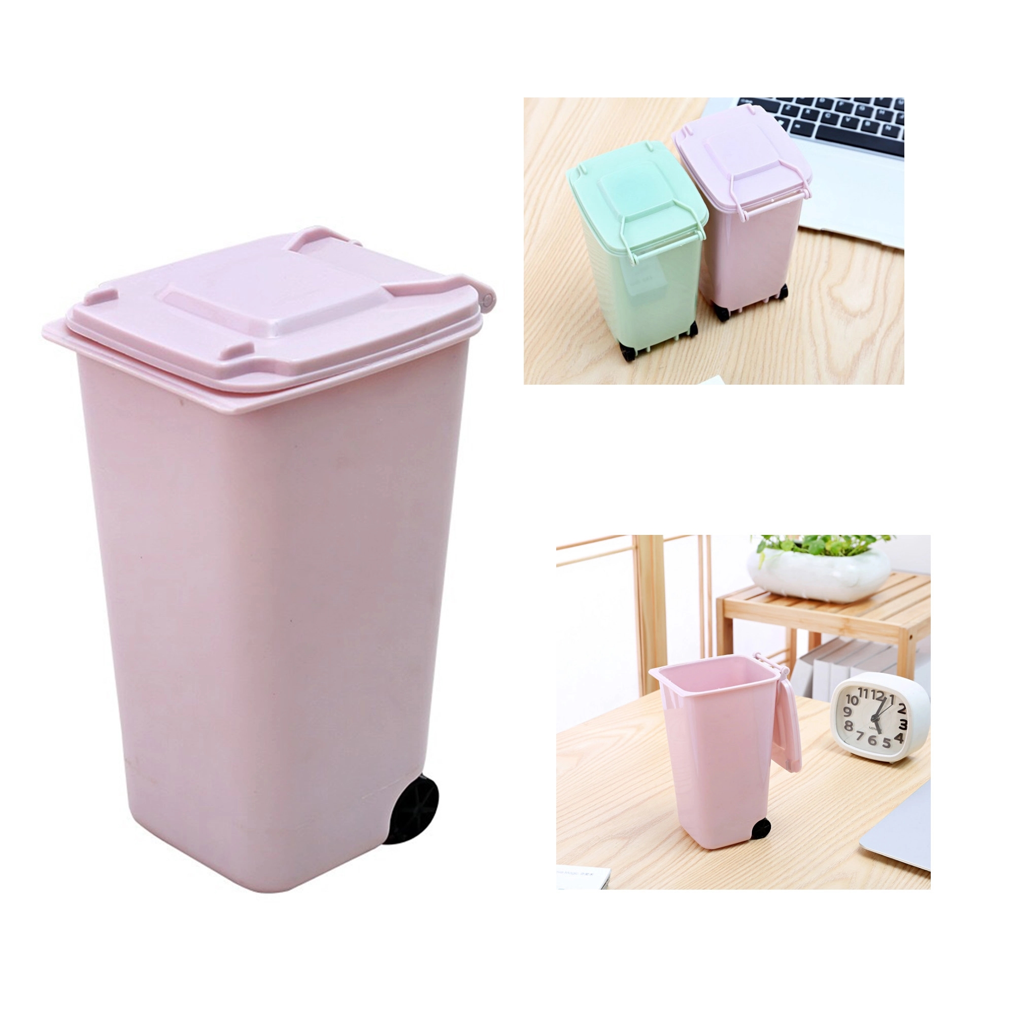 Mini Office Curbside Trash Can With Lid 4