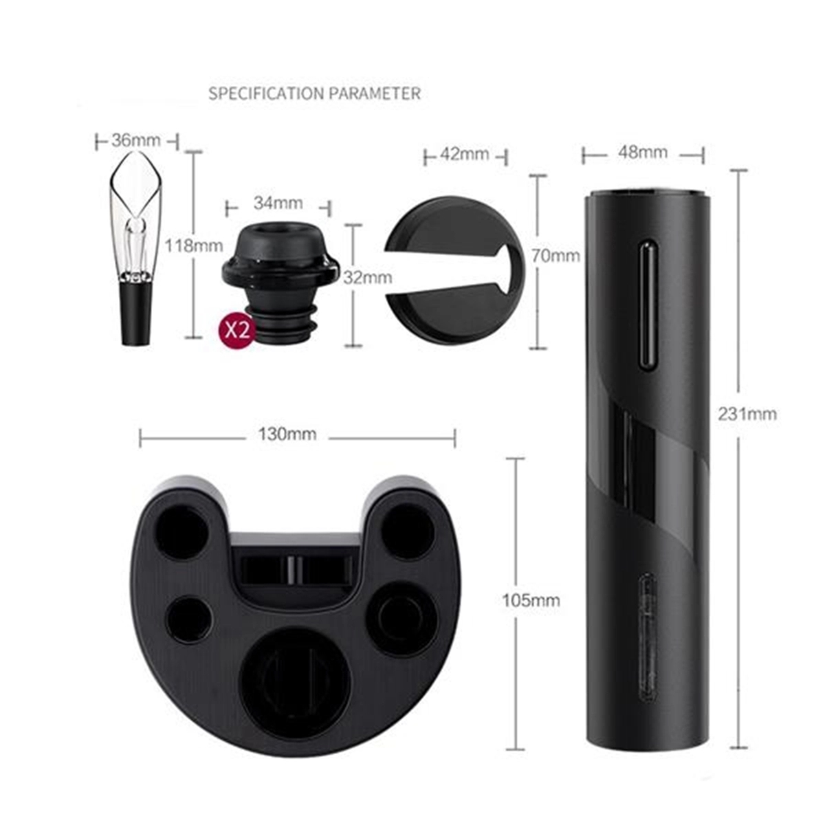 6 Piece Electric Wine Bottle Opener Gift Set 3
