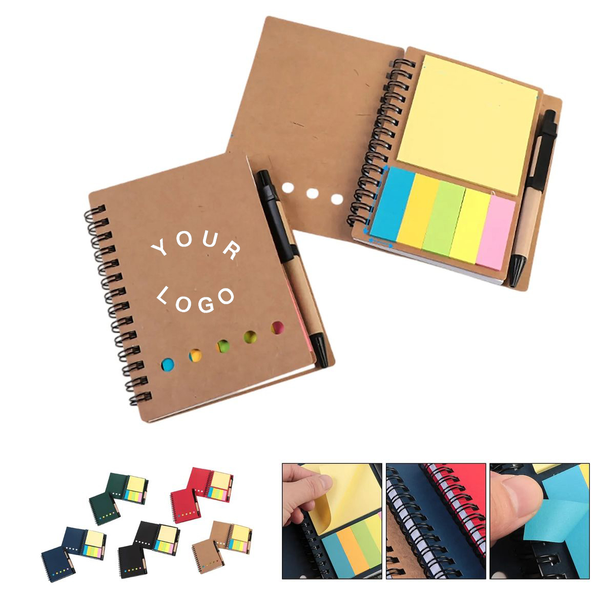 Eco Notebook with Colored Sticky Notes 8