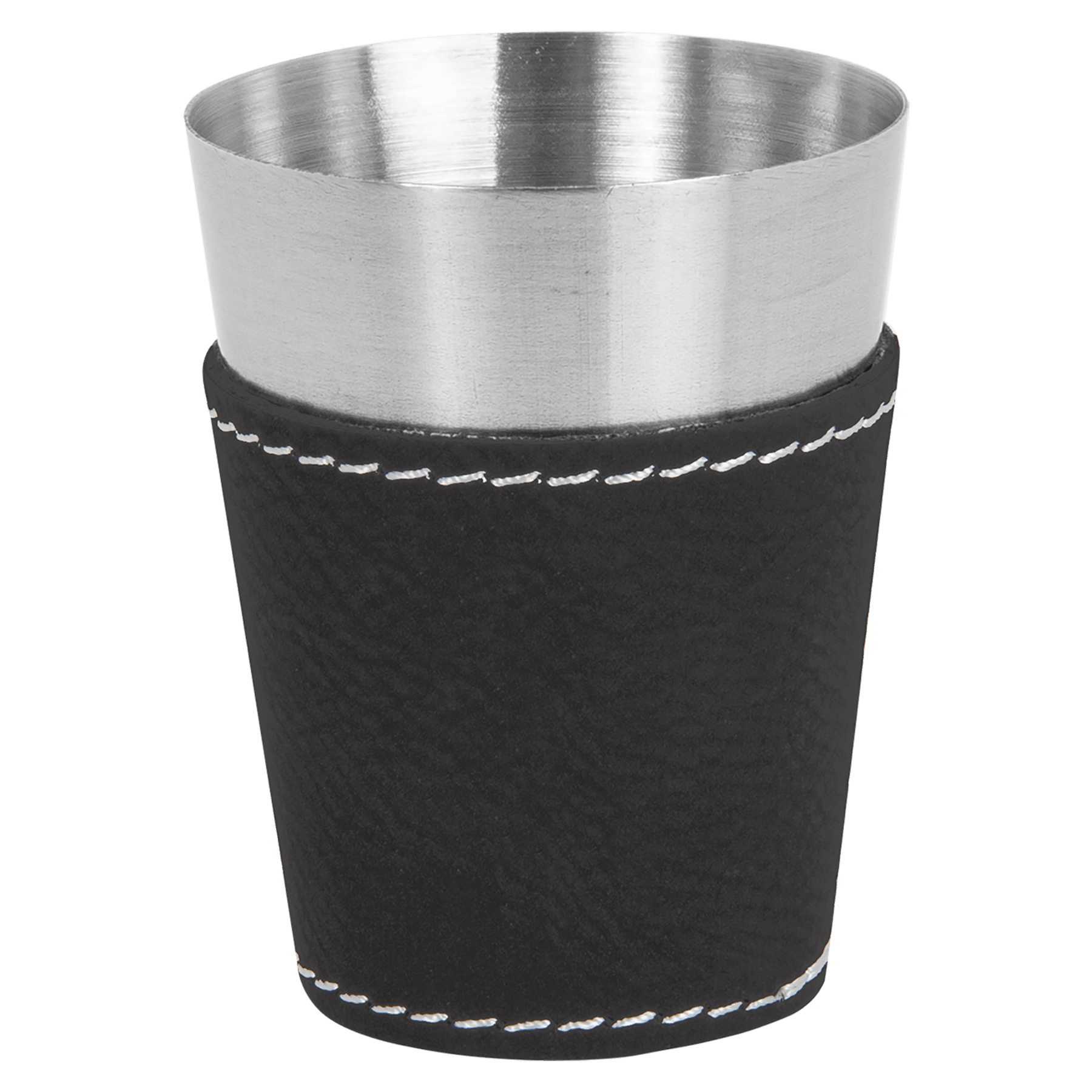 2oz. Black/Silver Leatherette & Stainless Steel Shot Glass 2