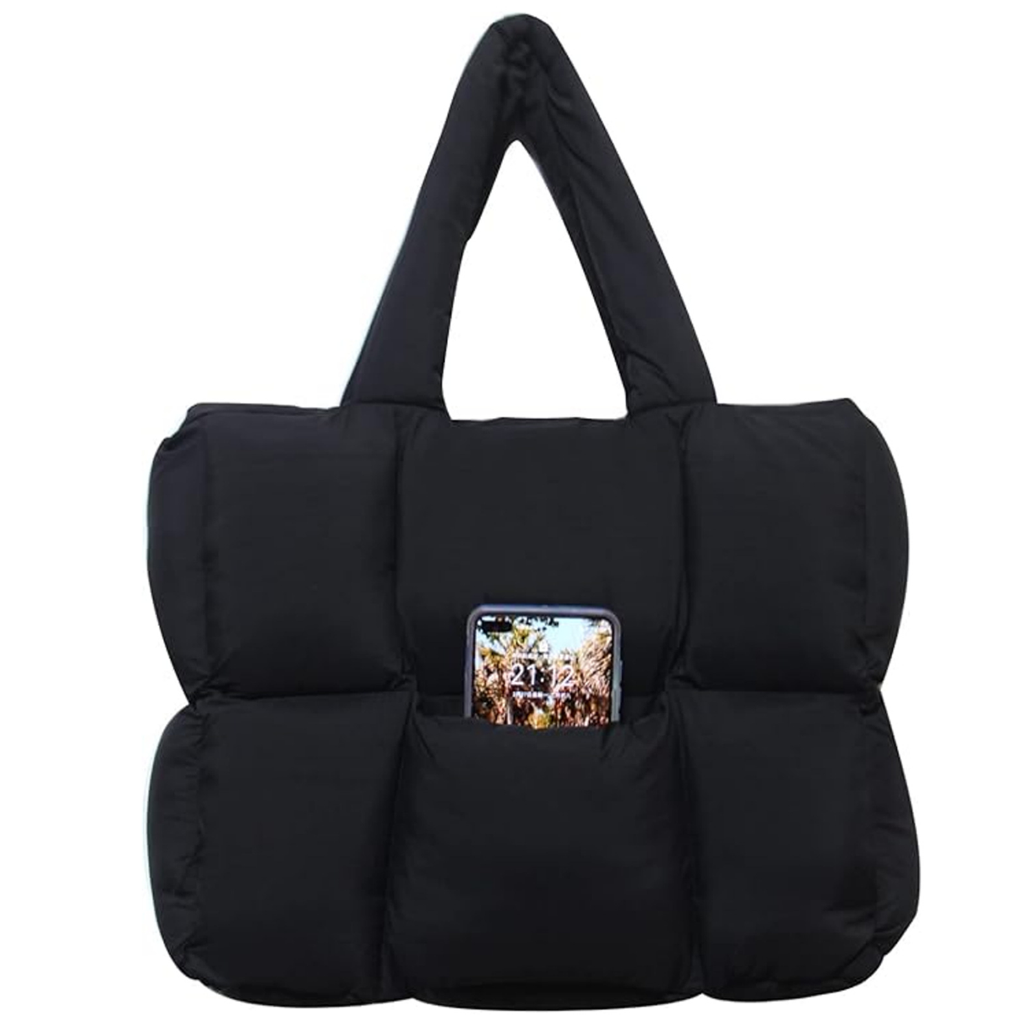 Lightweight Quilted Puffy Nylon Tote Bag 7