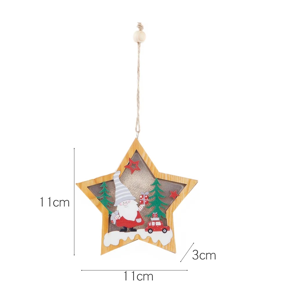 Christmas Wood Cutouts Pendants with LED Lights 3