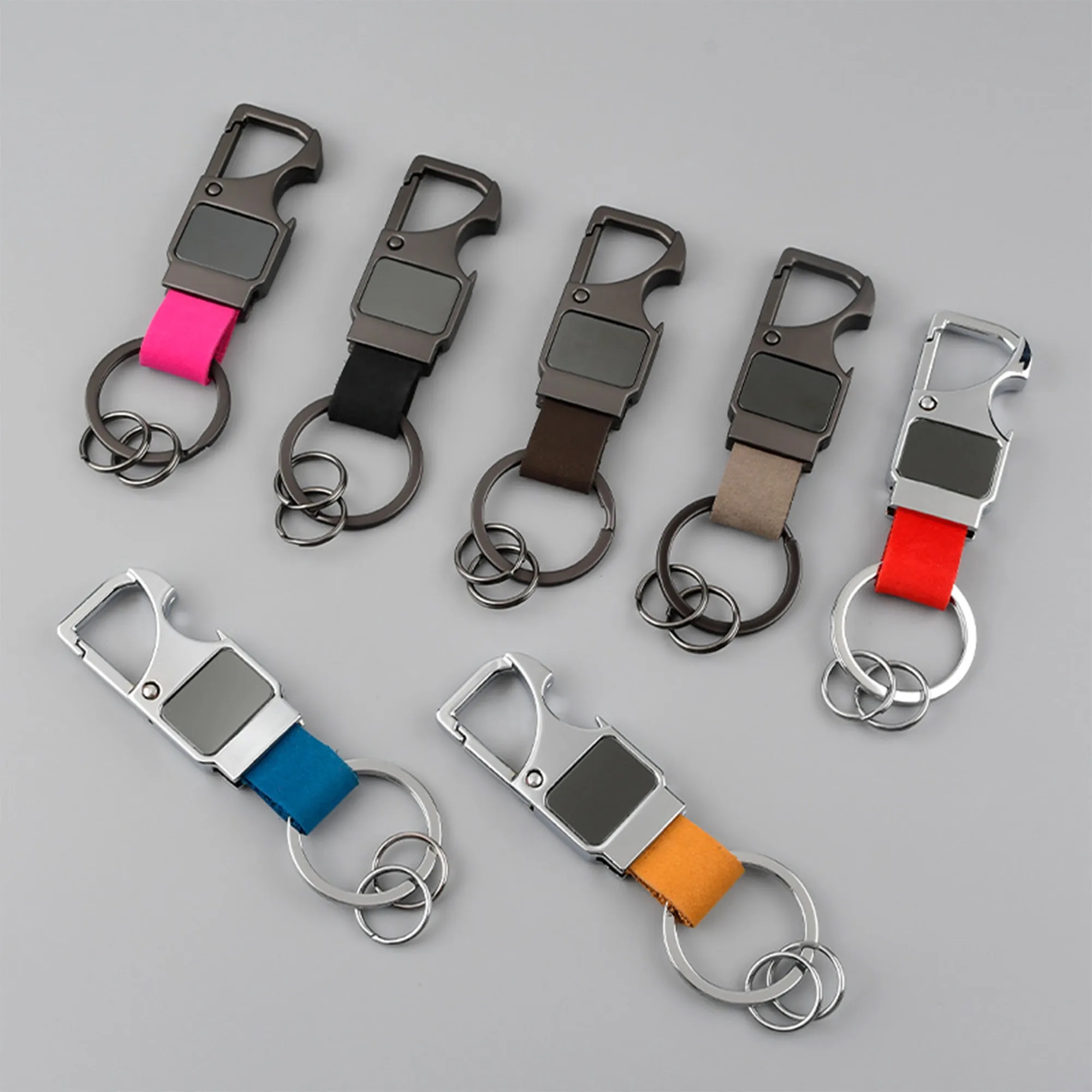 Leather Bottle Opener Keychain With Waist Hook For Car Home 4