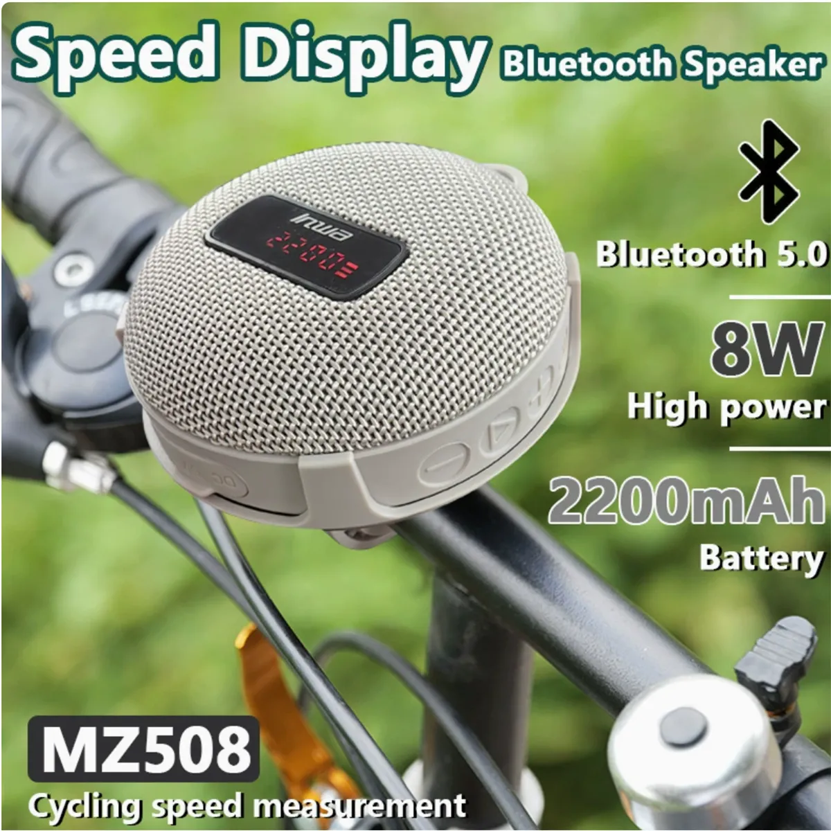 Bike-Mount Waterproof Bluetooth Speaker With Speed Display 2