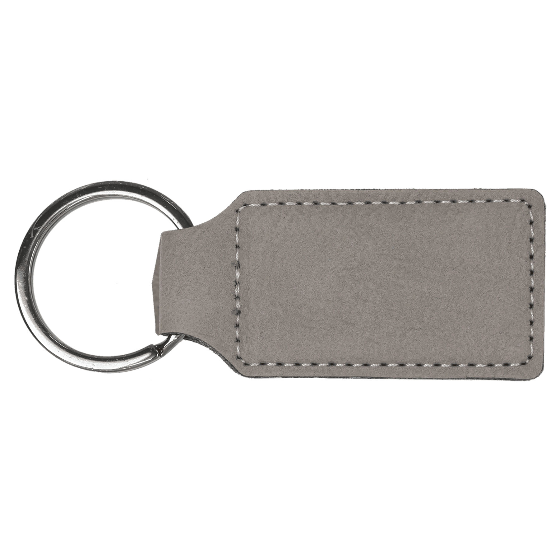 Gray Leatherette Rectangle Keychain 2