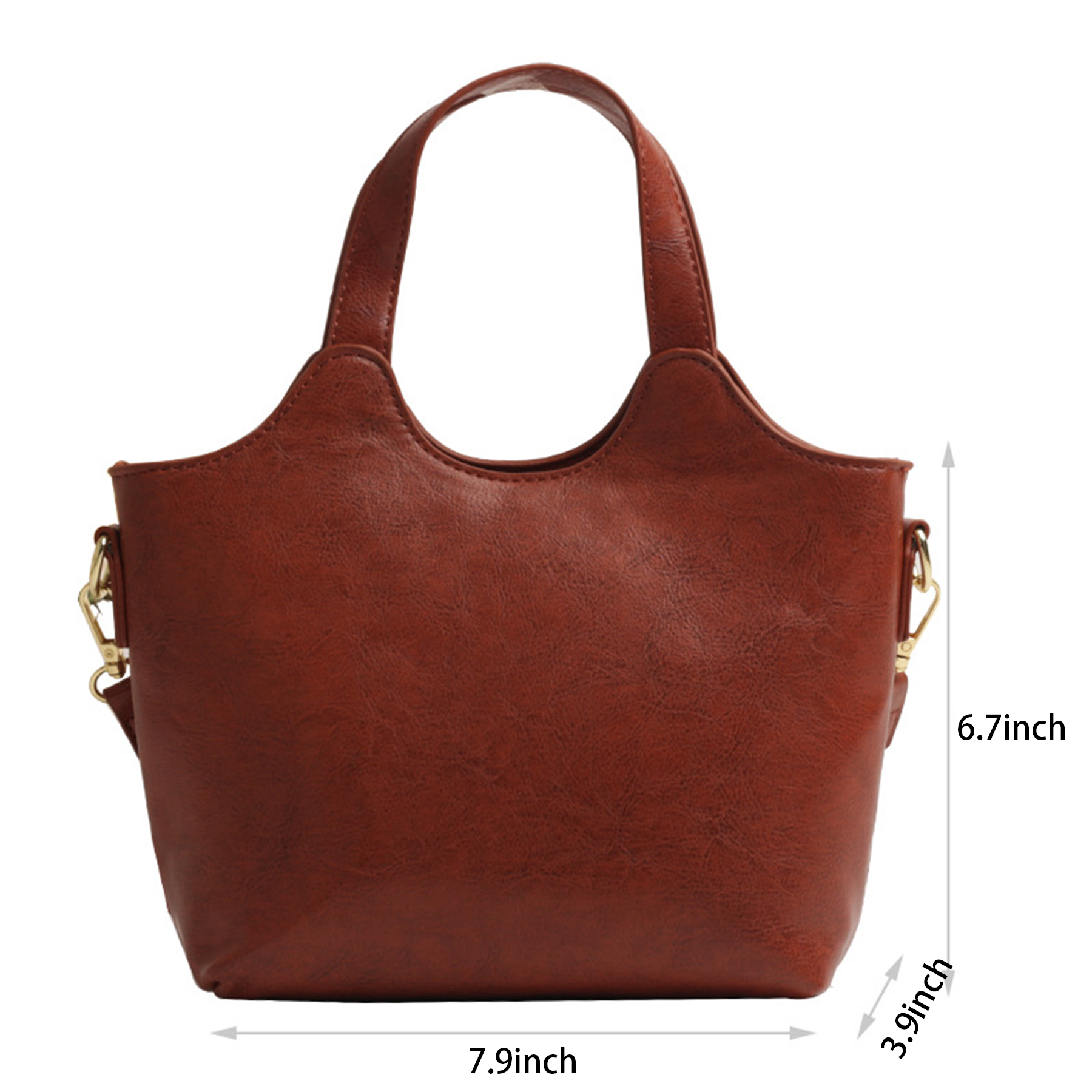 Pu Leather simple waterproof Portable Cross-body Bag Brown 5