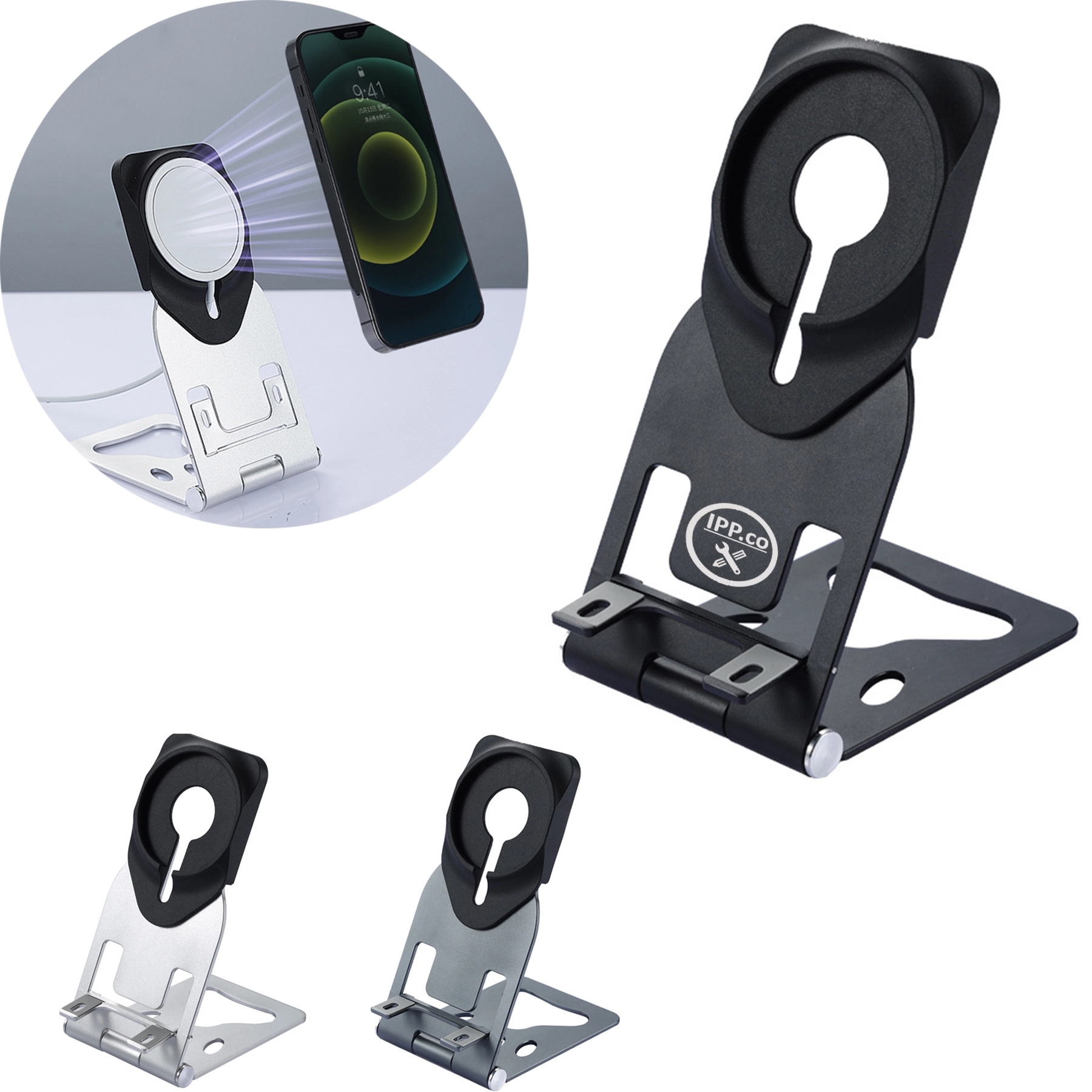 Foldable Aluminum Cell Phone Stand for Wireless Charger 7
