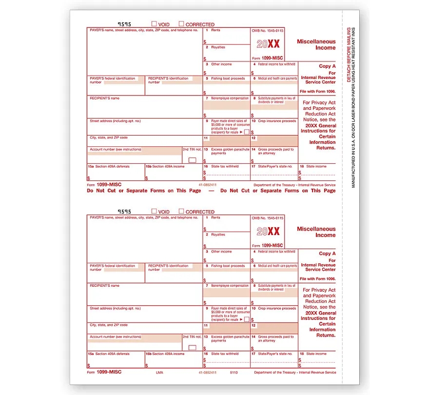 Laser 1099-MISC Income, Federal Copy A 1