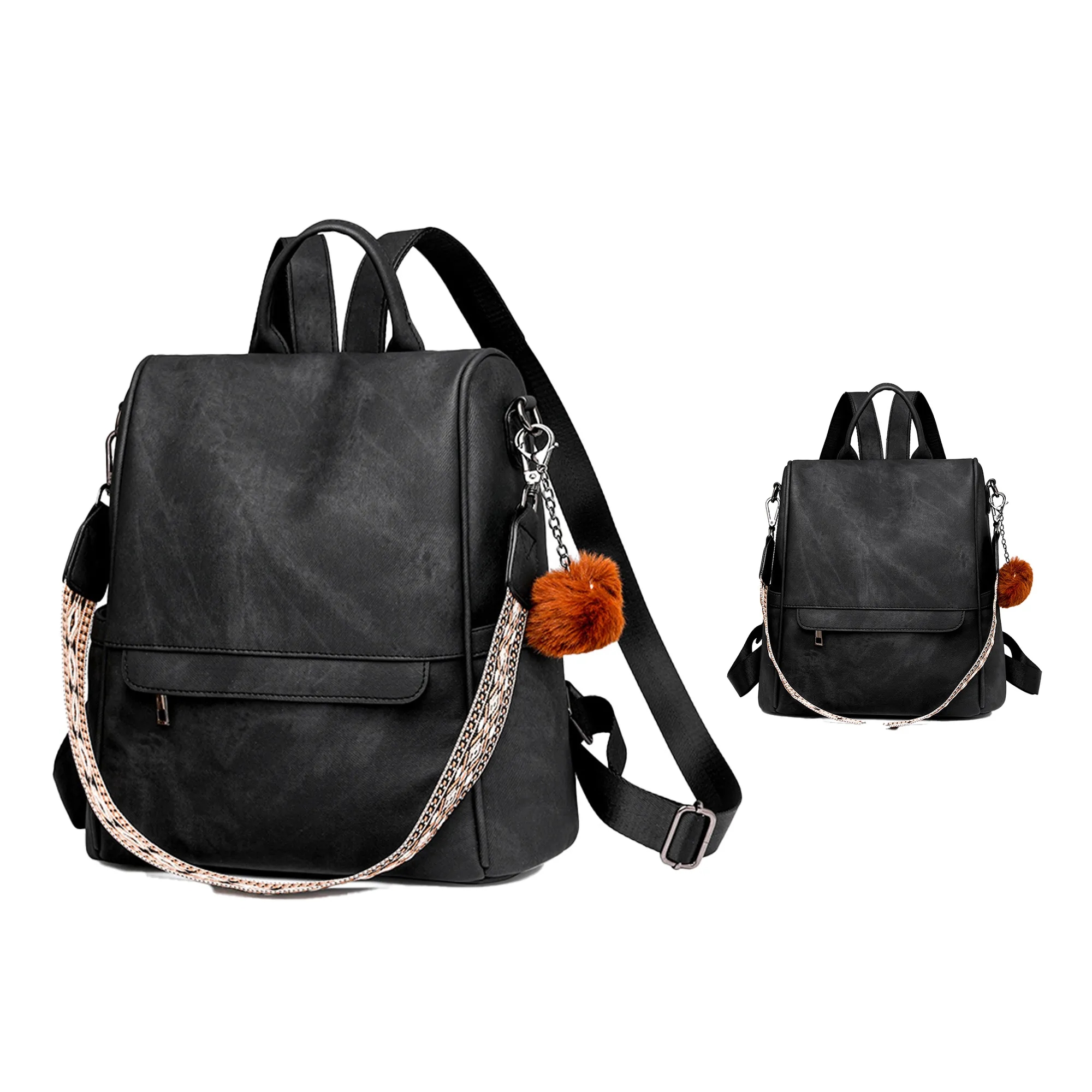 PU Leather Convertible Backpack 6