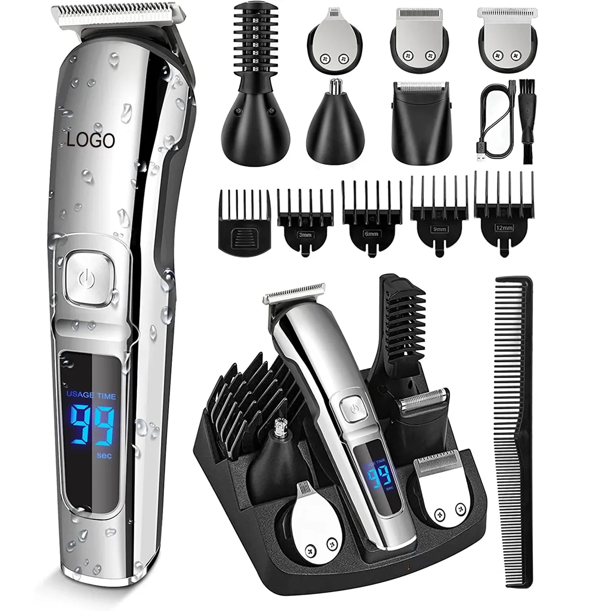 Waterproof Electric Hair Trimmer Beard Grooming Kit 1