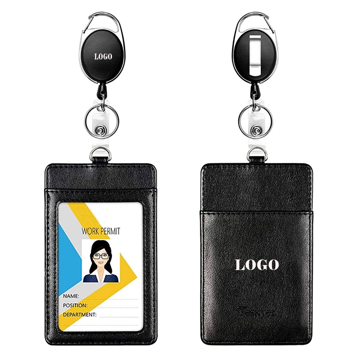 Vertical Pu Leather Id Badge Card Holder 4