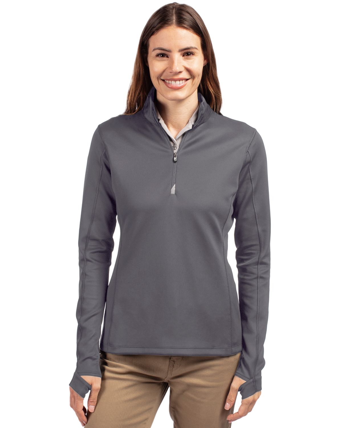 Cutter & Buck Traverse Recycled Smooth Stretch Womens Quarter Zip Pullover 61