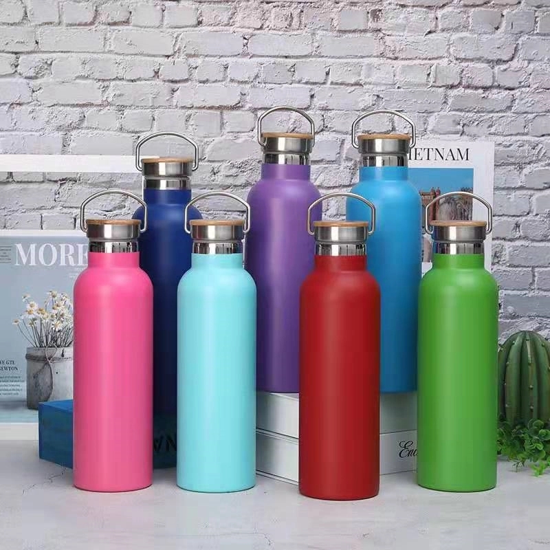 20 oz. Vacuum Bottle with Bamboo Lid, custom water bottle with logo imprint 3