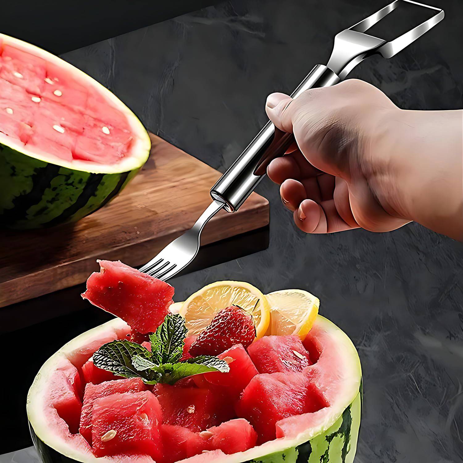2 in 1 Watermelon Fork Slicer Cutter 1