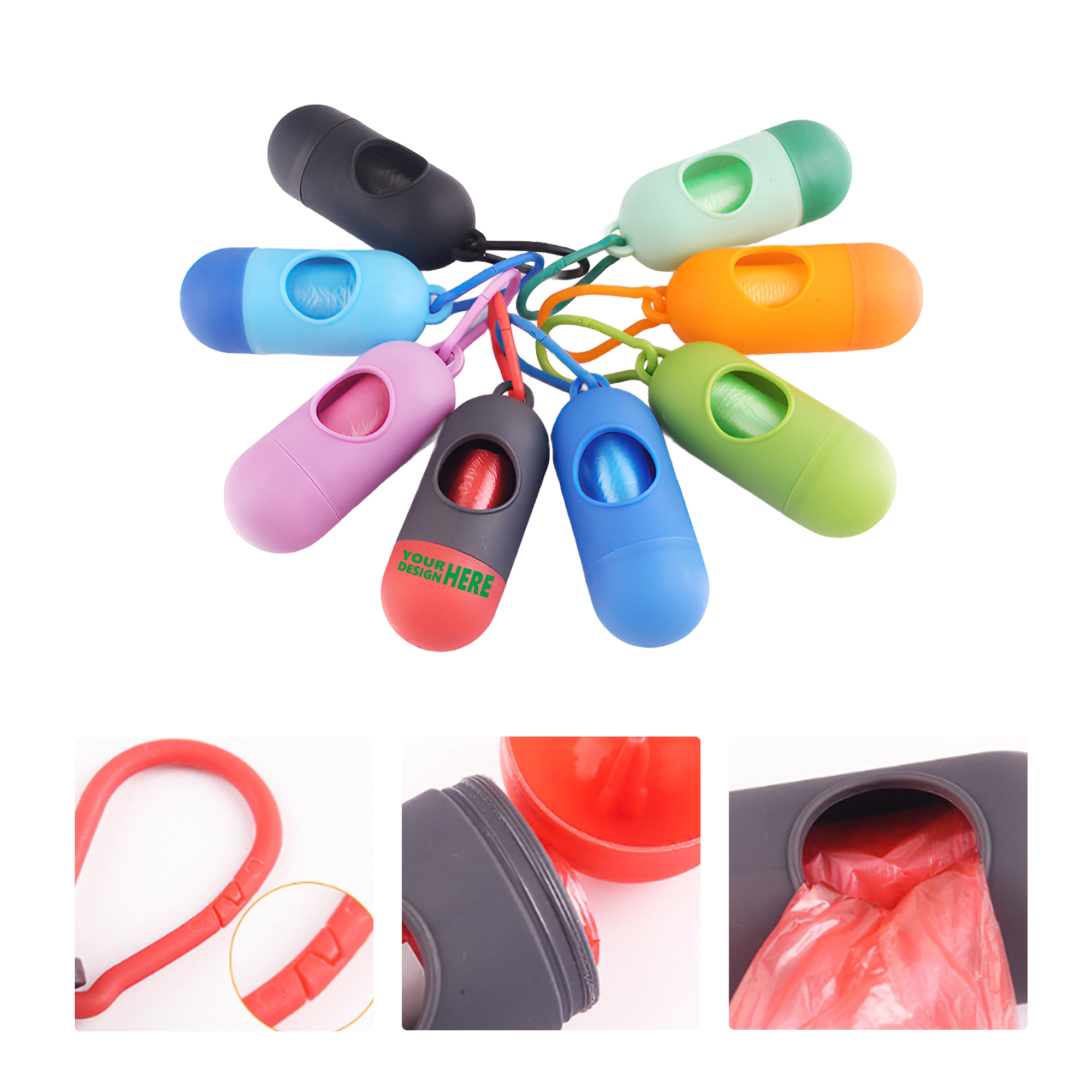MOQ50 Portable Pet Waste Bag Dispenser with Clip 2