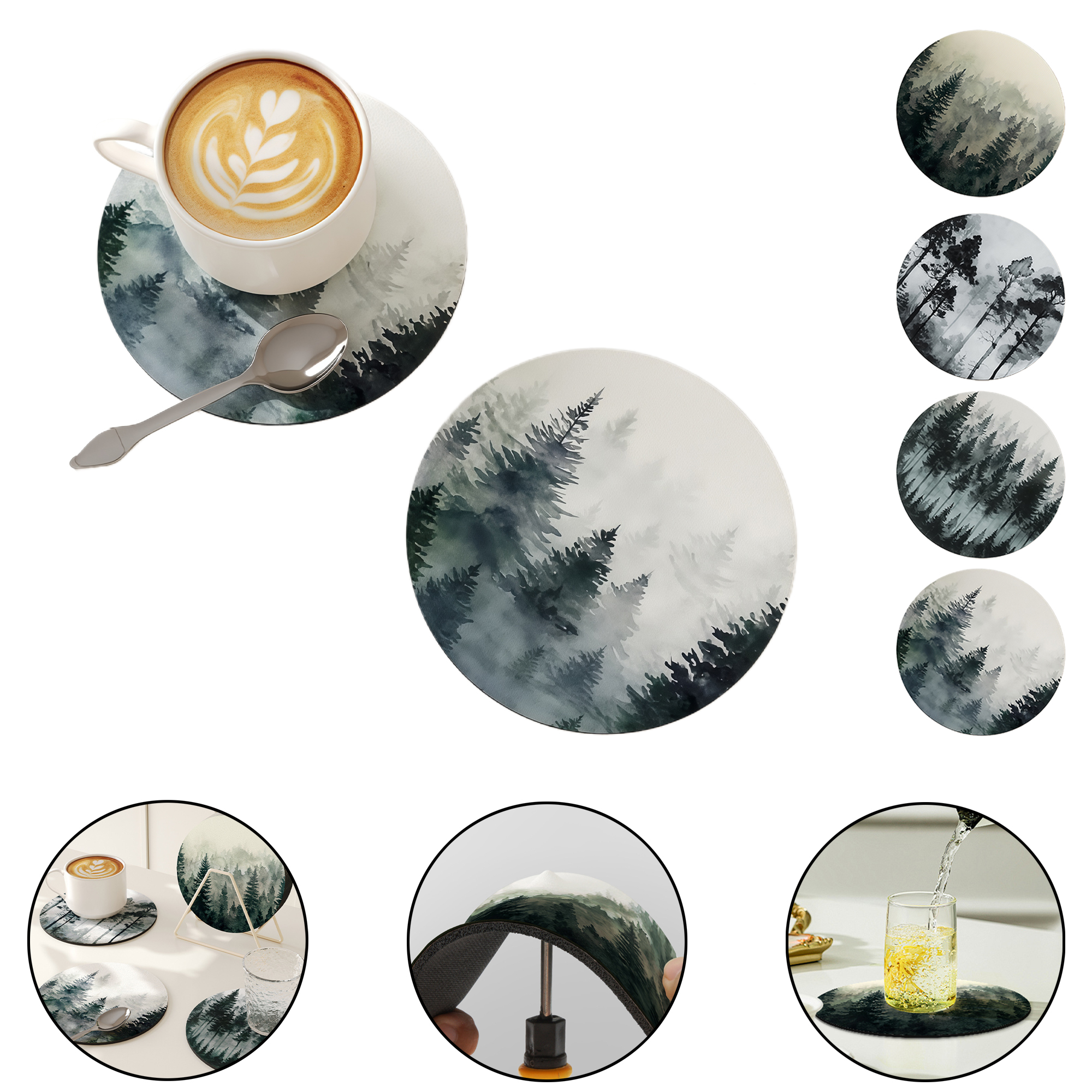 Absorbent Coaster Set - Non-Slip Heat Resistant Cup Mats for Coffee 4