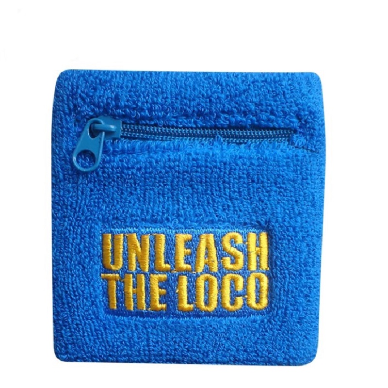 Terry Towel Sports Sweatbands With Zipped Pocket 1