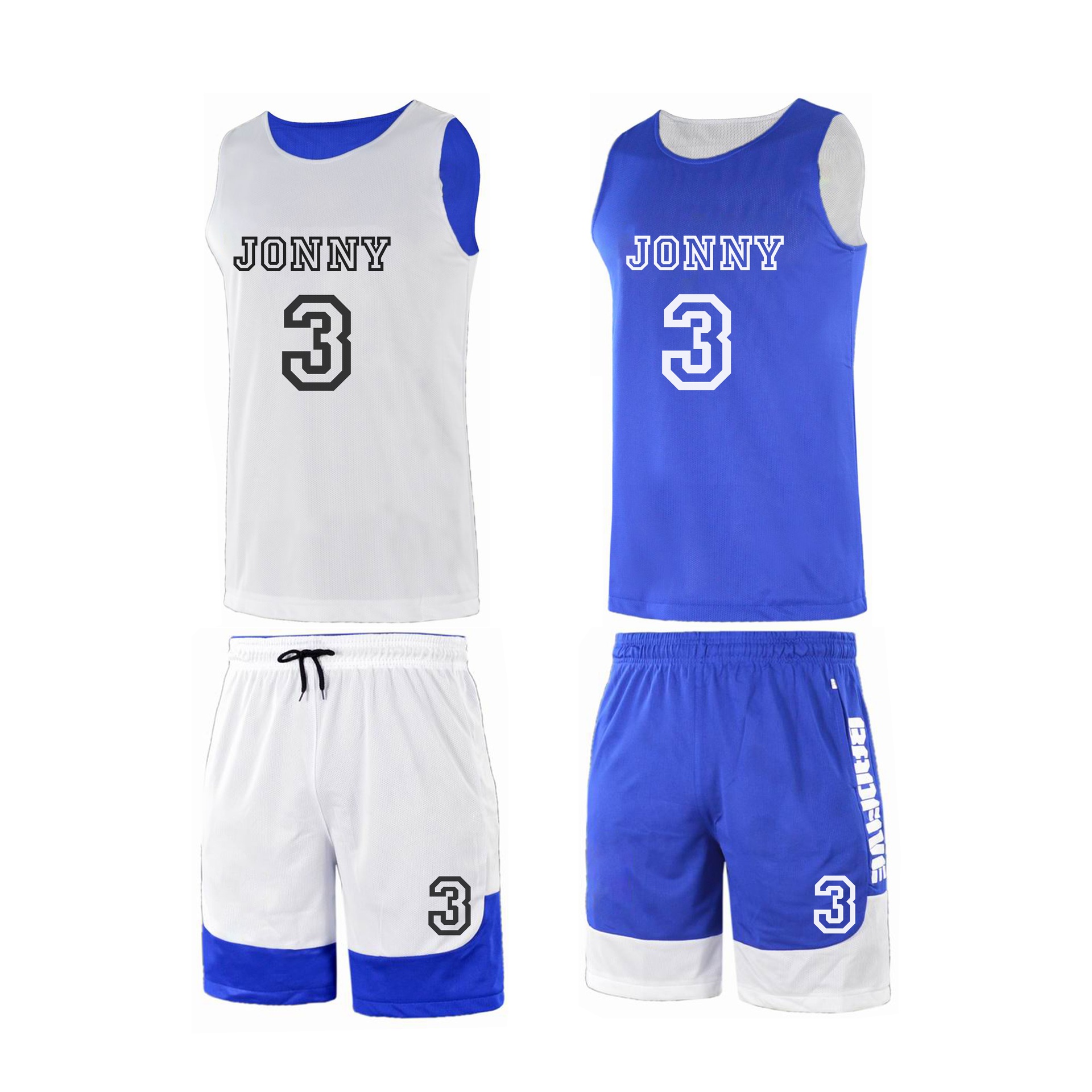 Reversible Personalized Basketball Uniform - Jersey and Shorts Set 2
