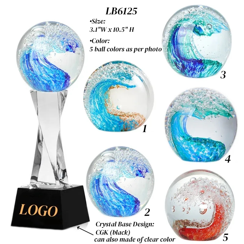 Ocean Waves Glass Ball Crystal Trophy Award Manufacturer 2