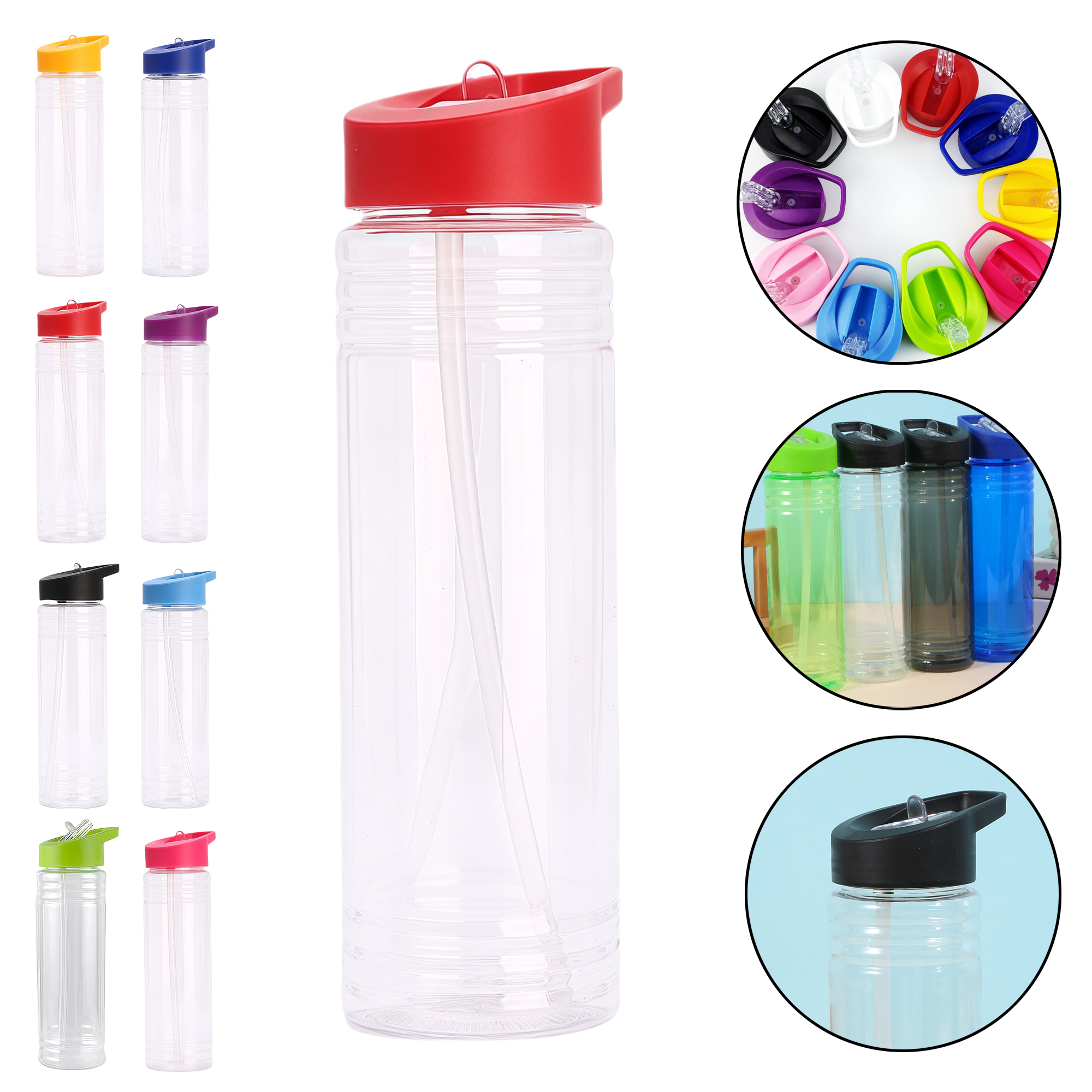 700ml Plastic PS Straw Cup with Handle Lid 5