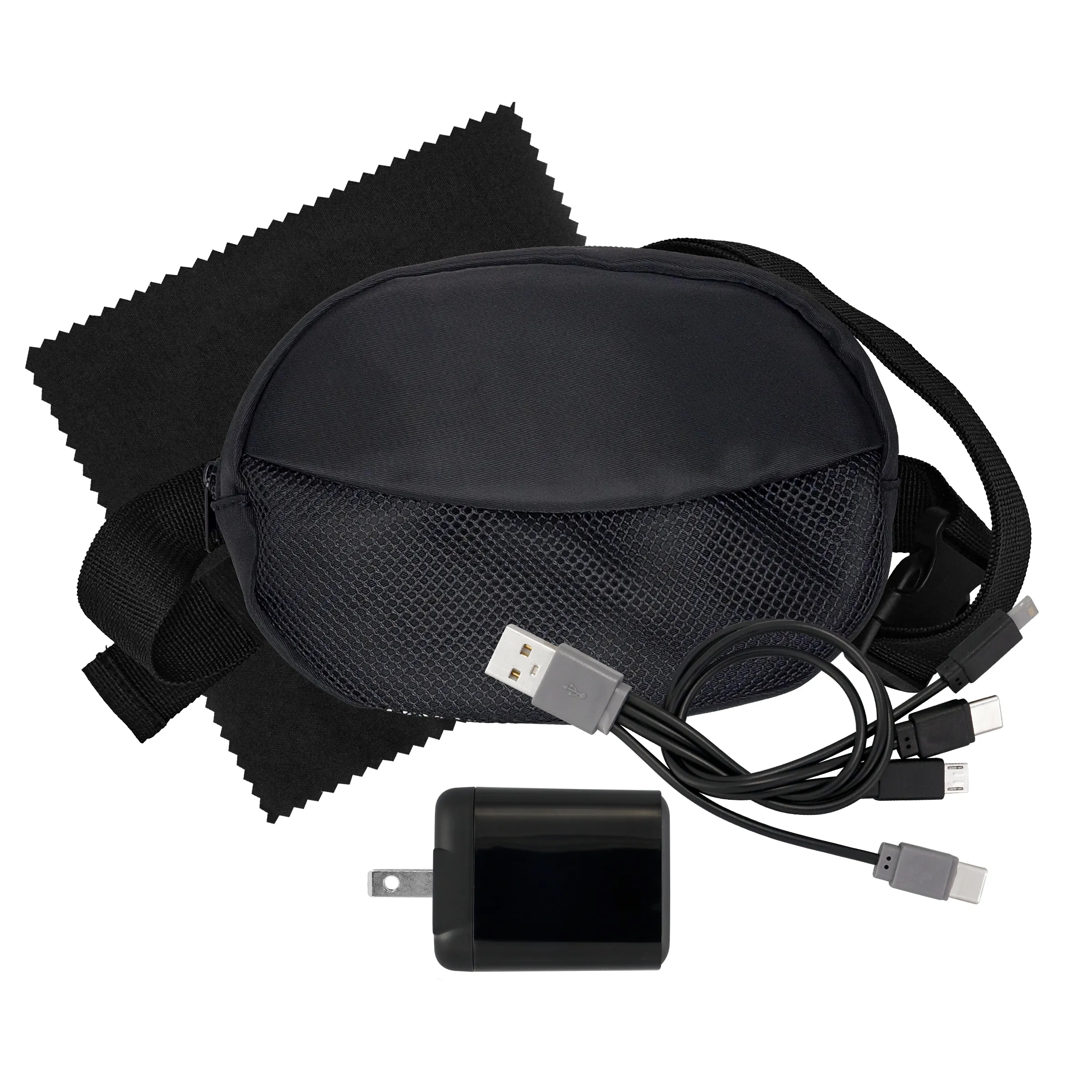 Sporty Fast Charger, Cable & Cloth Fanny Pack Set 4