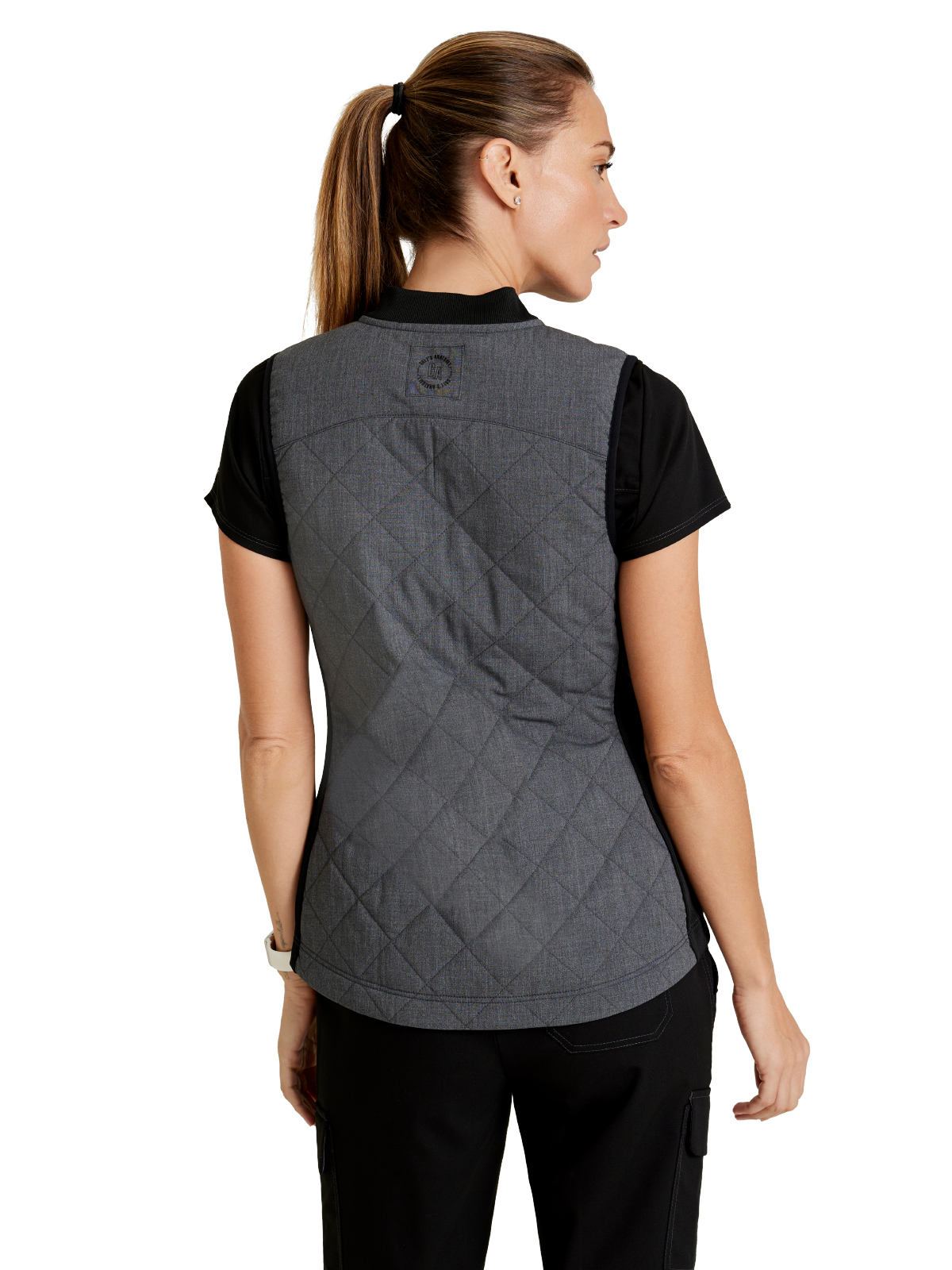 Grey's Anatomy Spandex Stretch - Women's Two-Pocket Quilted Christina Scrub Vest 2