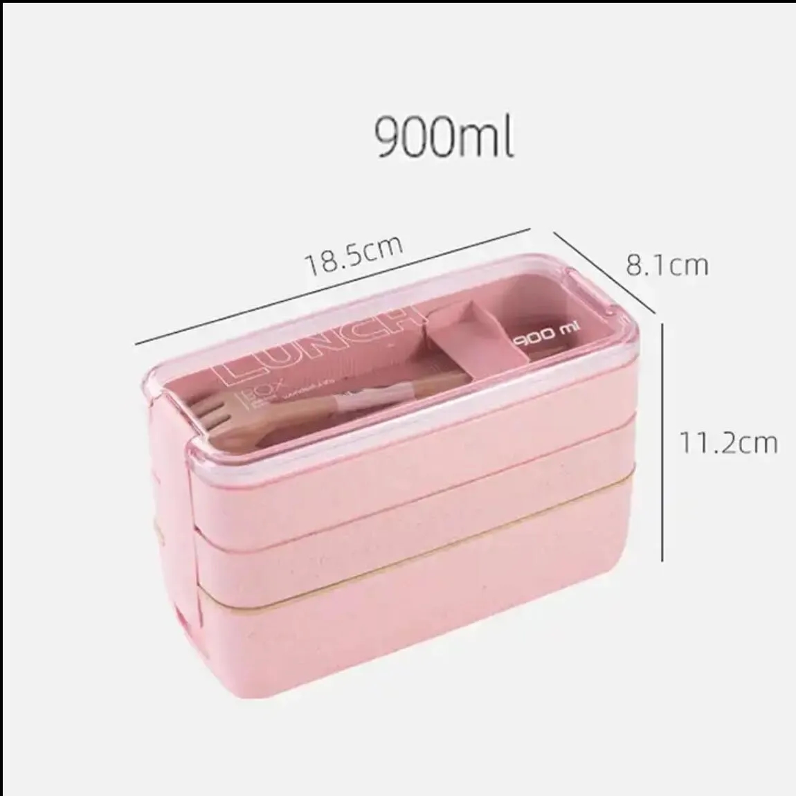 Portable 3 Layer Wheat Straw Lunch Bento 2