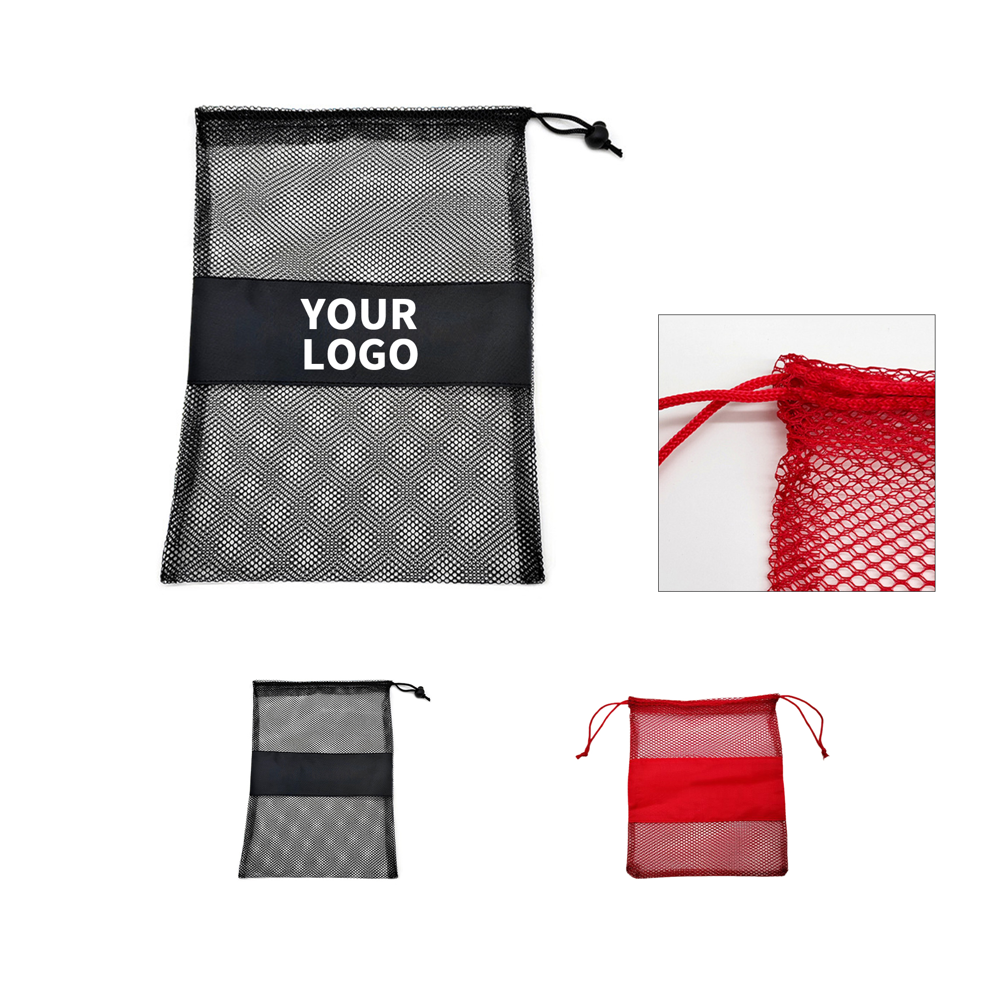 Nylon Mesh Drawstring Storage Bag 11.03" x 13" 2