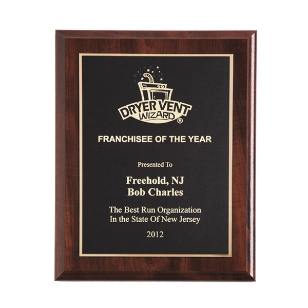 10.5 x 13" Cherry Finish Plaque w/ Double Engraved Plate 6