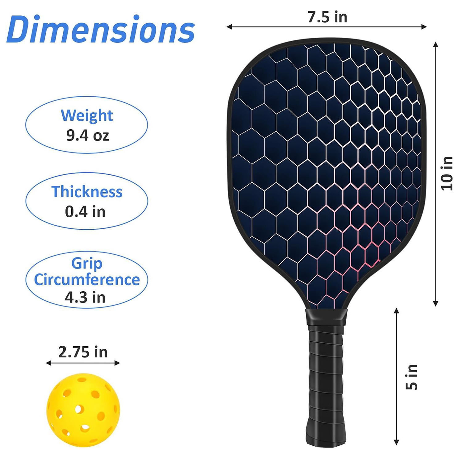 Wooden Pickleball Racket Paddle & Ball Set w/ Drawstring Bag 6