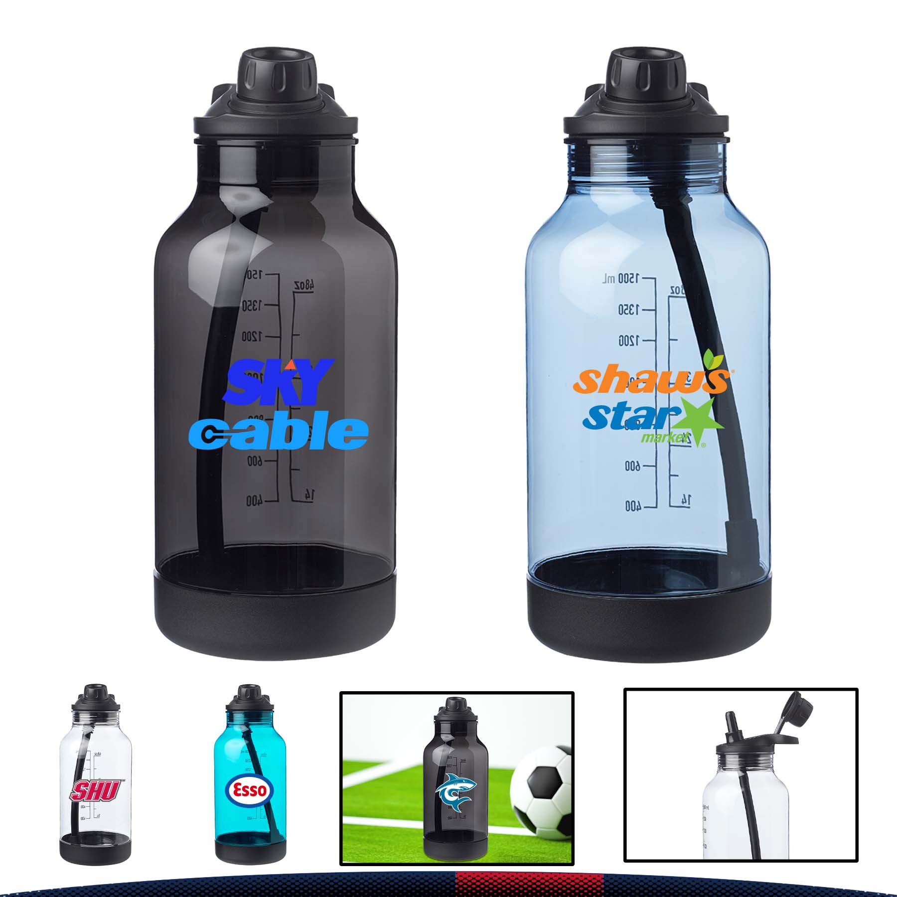 Stylish Plastic Sports Bottles - 64 oz. 2