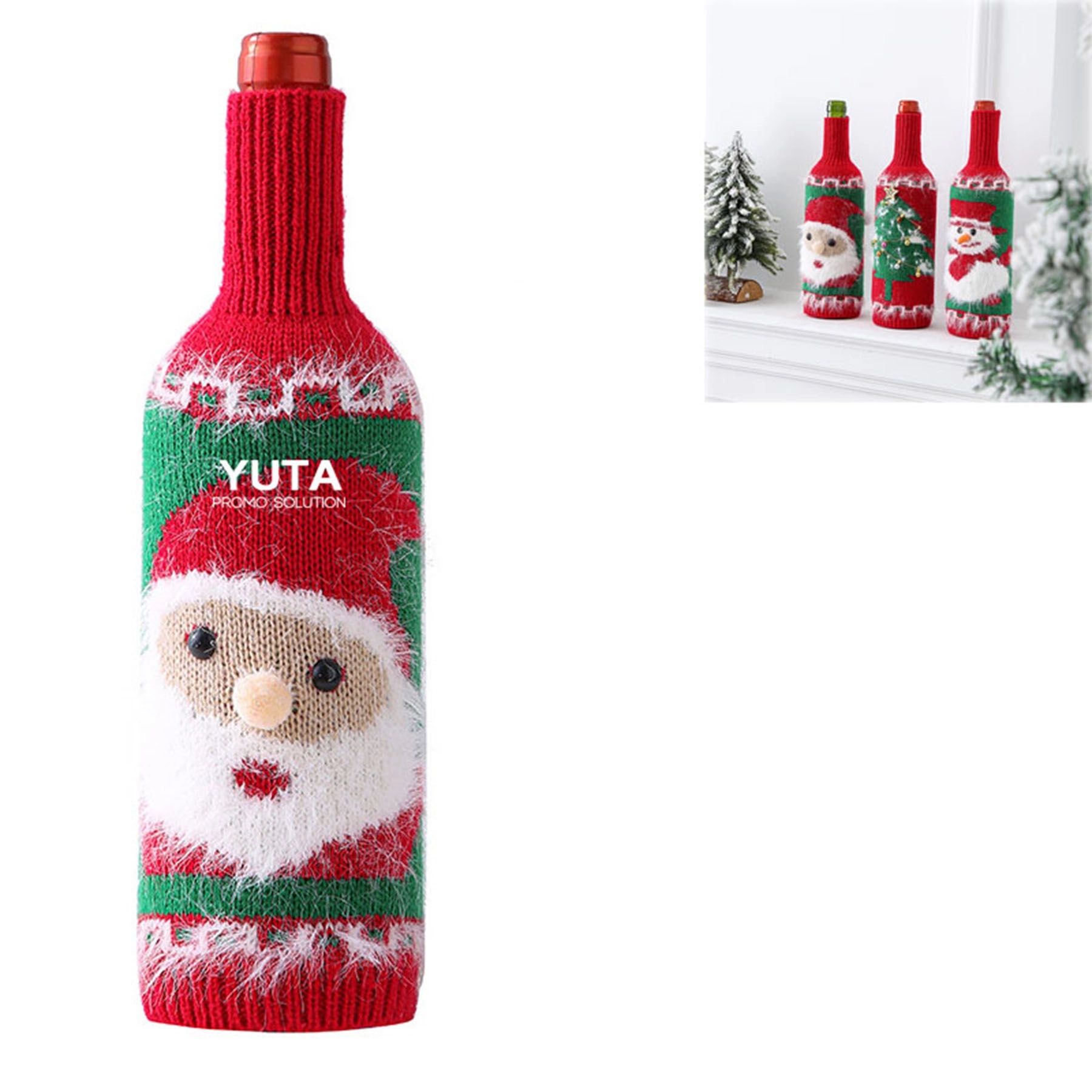 Knitted Christmas Wine Bottle Covers 1