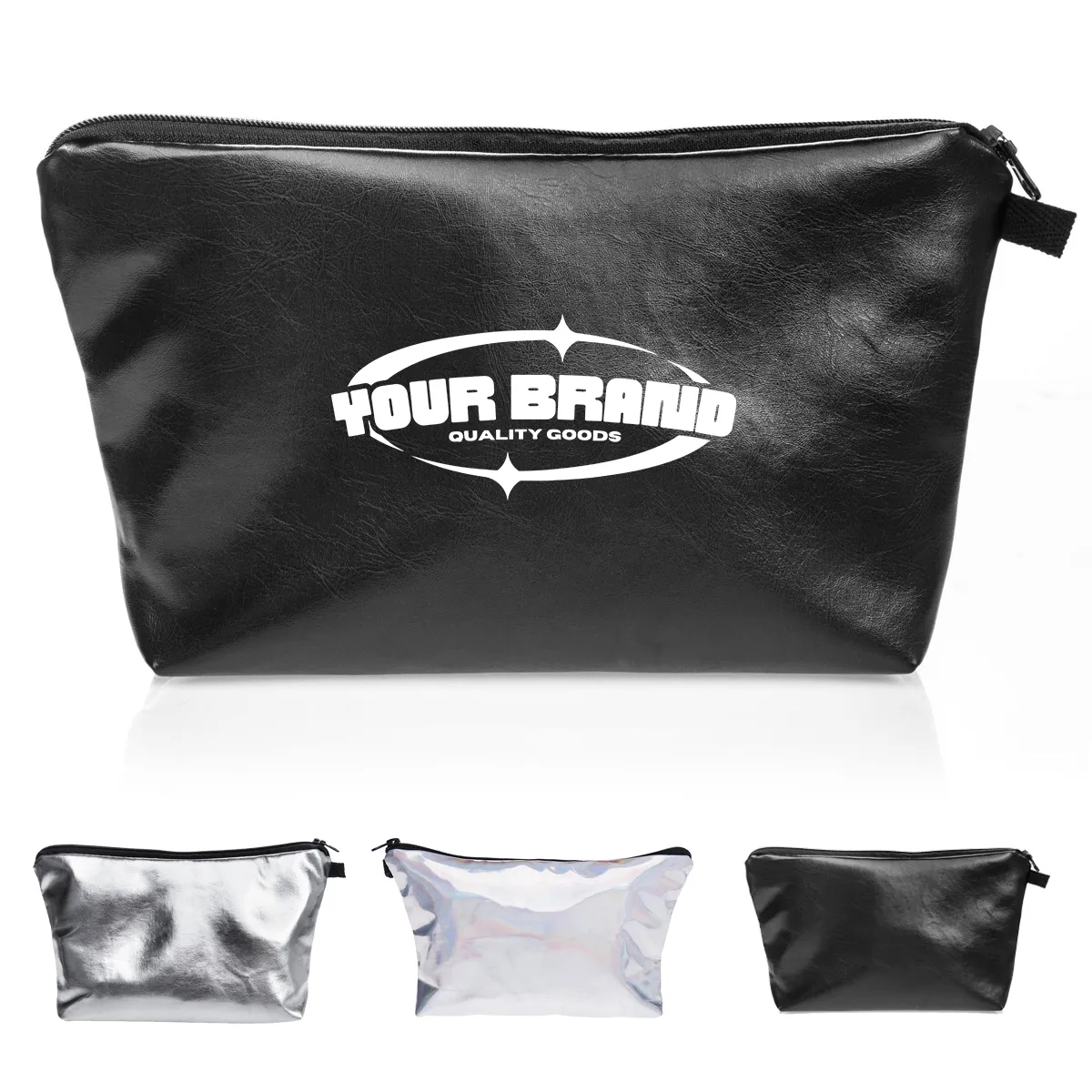 Women's PU Leather Waterproof Cosmetic Pouch Toiletry Bag 4