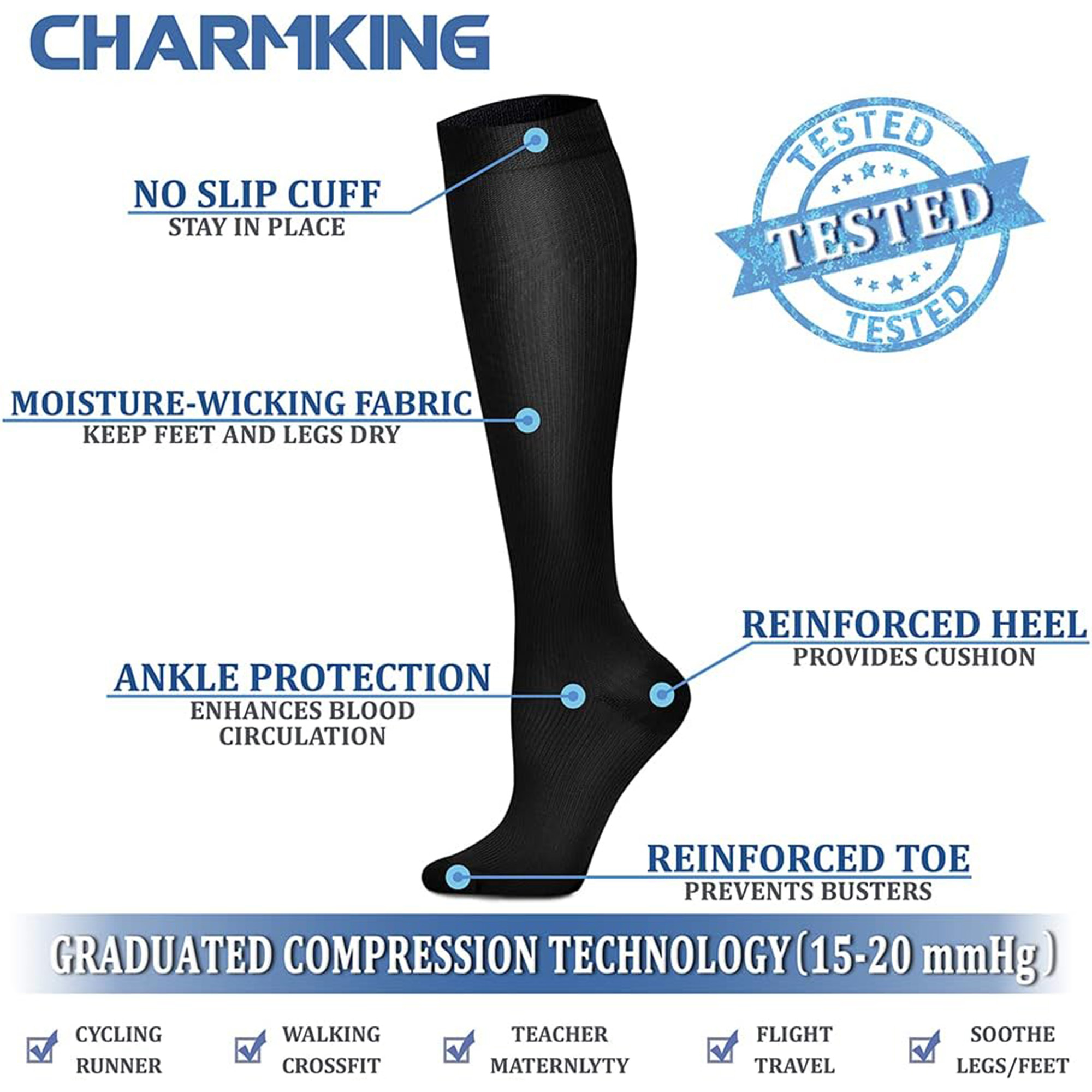 Knee High Compression Socks for Running,Hiking 5