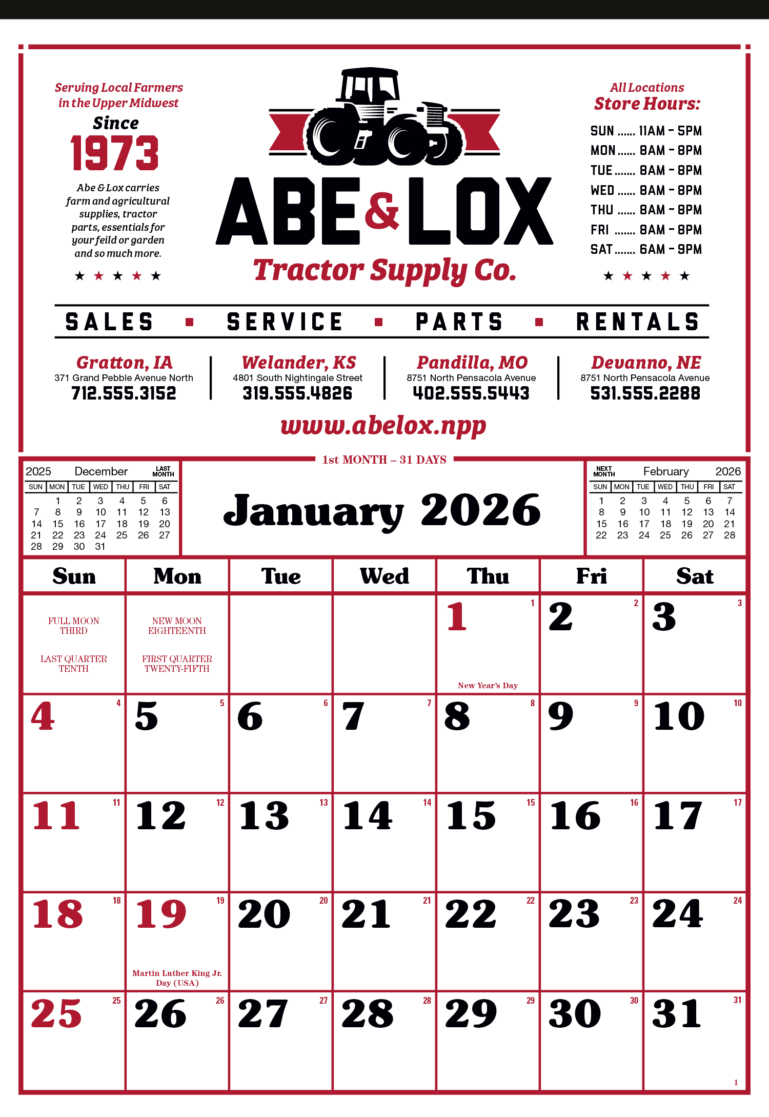 Skinner & Kennedy® Commercial 12-Sheet Calendar 11