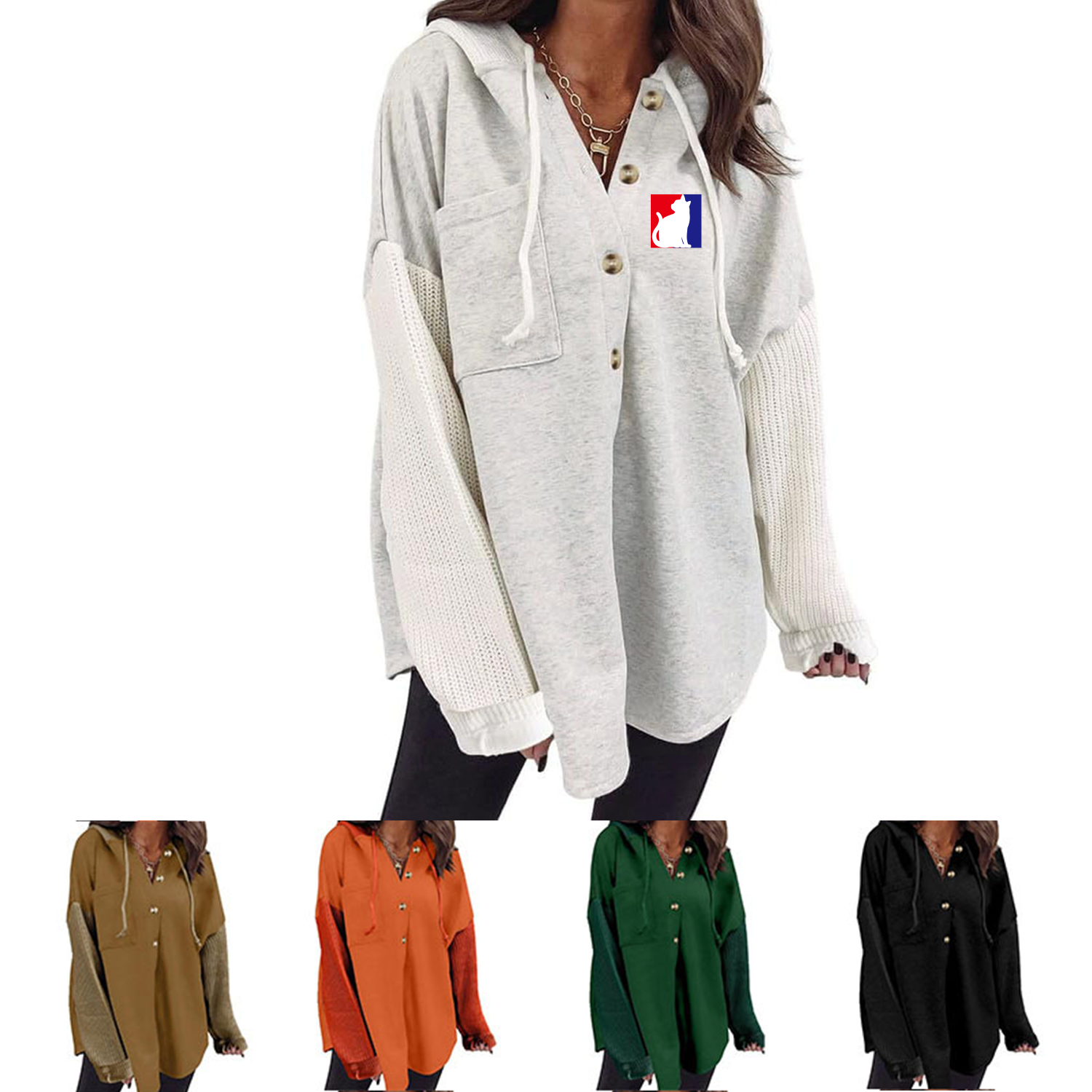 Cozy Fall Jacket with Hood and Button Closure 2