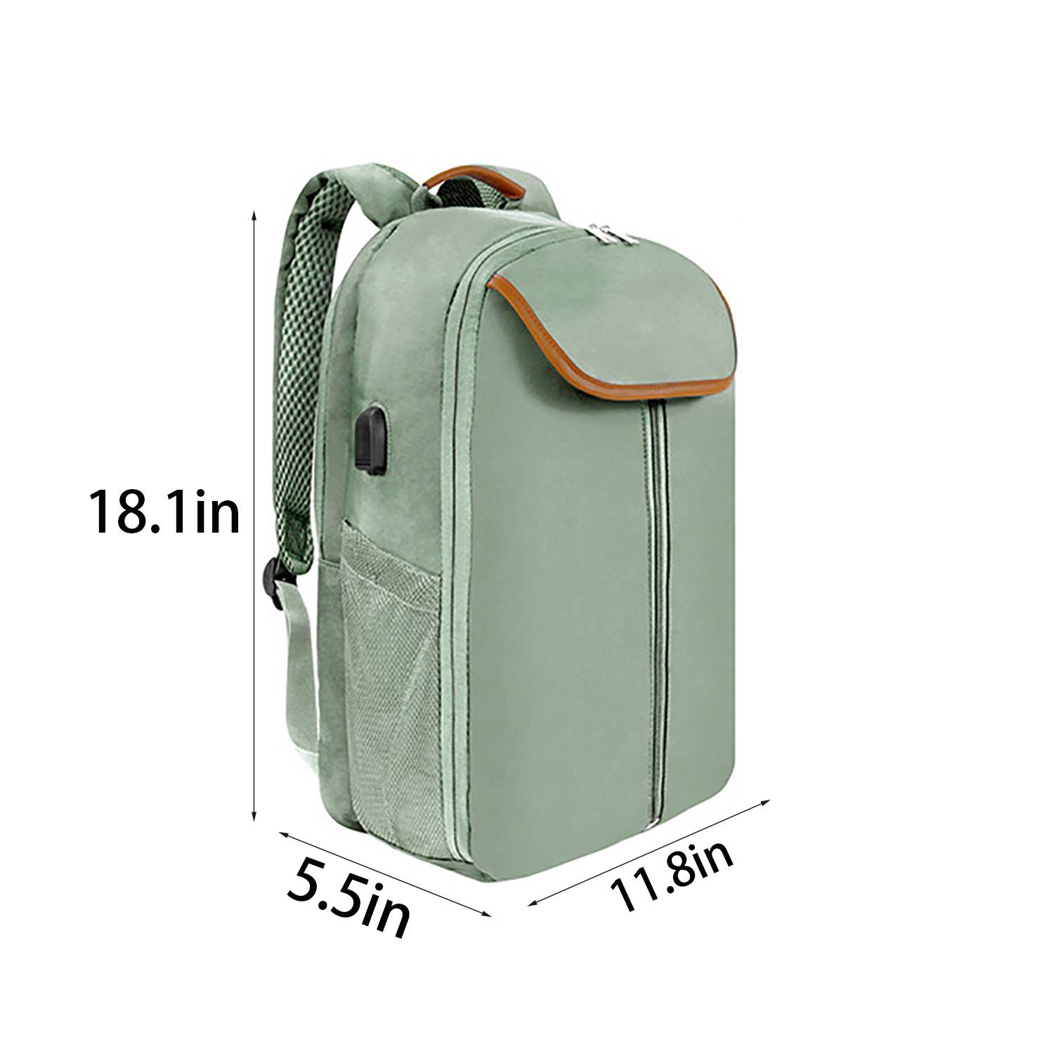 Double Zipper Nylon Backpack w/ USB Port 6
