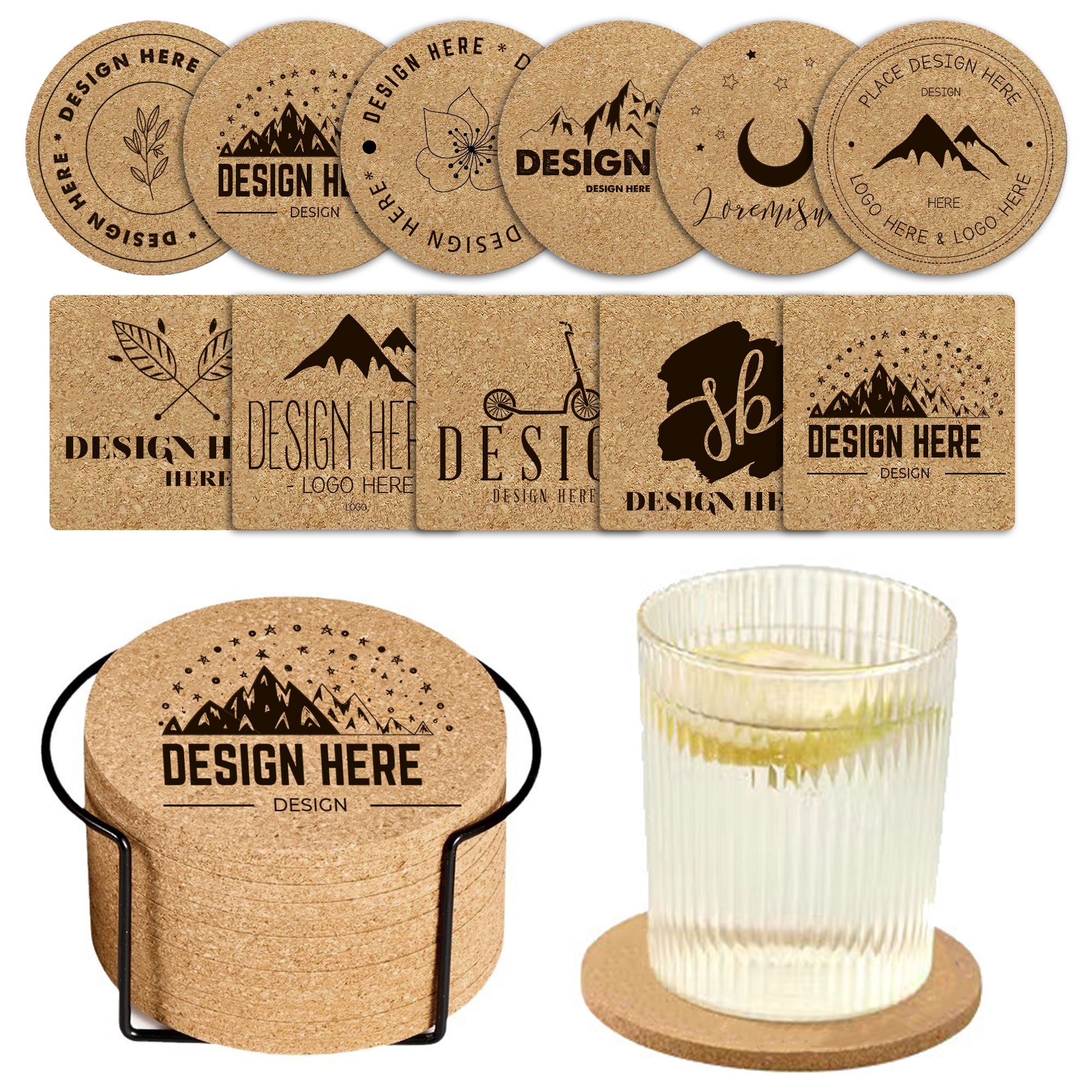 Customized Pattern Cork Square and Round Coasters 9